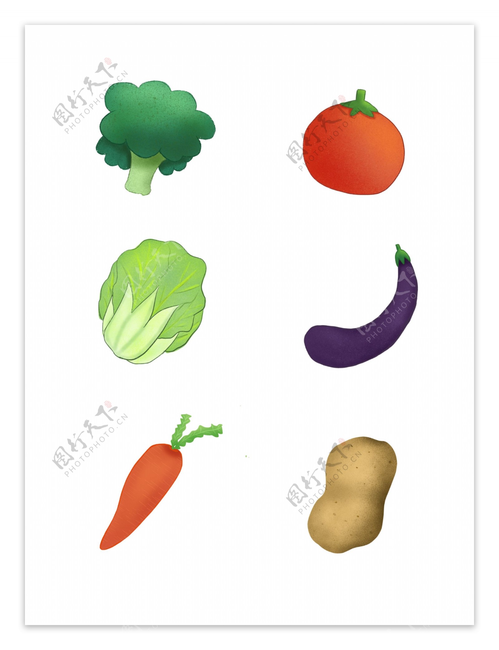 手绘噪点质感蔬菜可商用元素