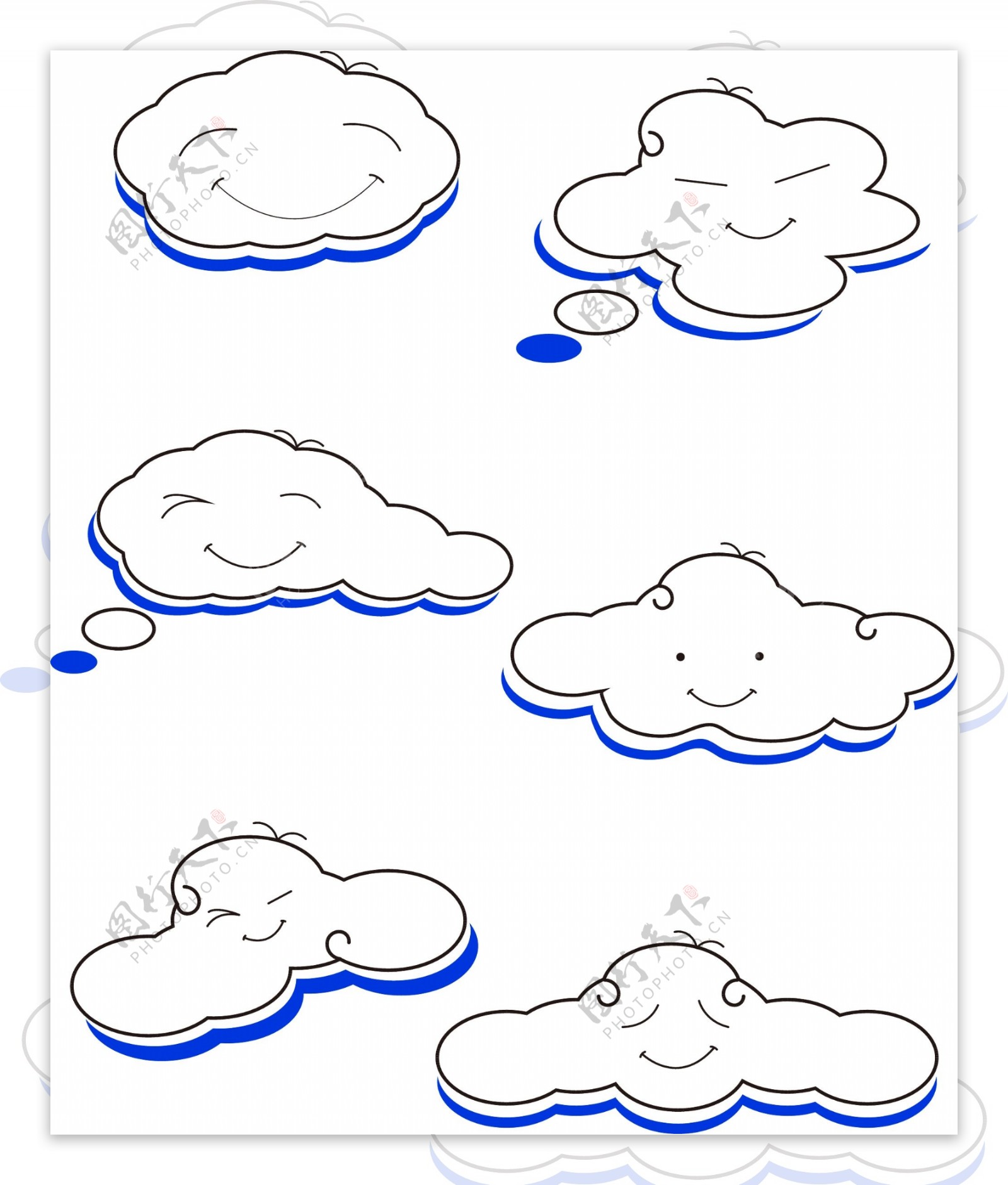 简笔白云线性白云简笔云朵素材简笔云套图图片素材-编号31120114-图行天下