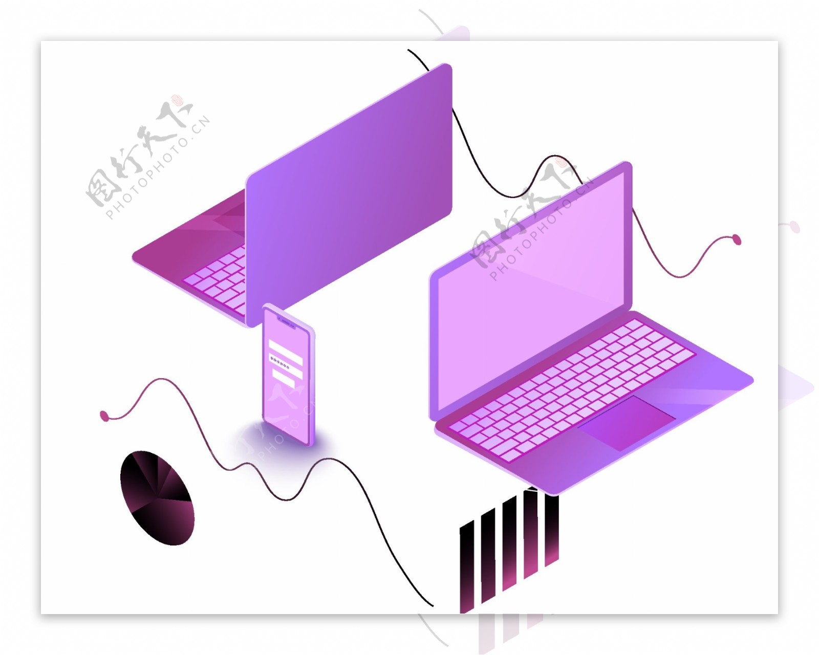 卡通紫色电脑元素