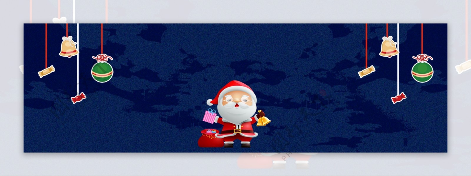 麋鹿蓝色圣诞节卡通促销banner背景