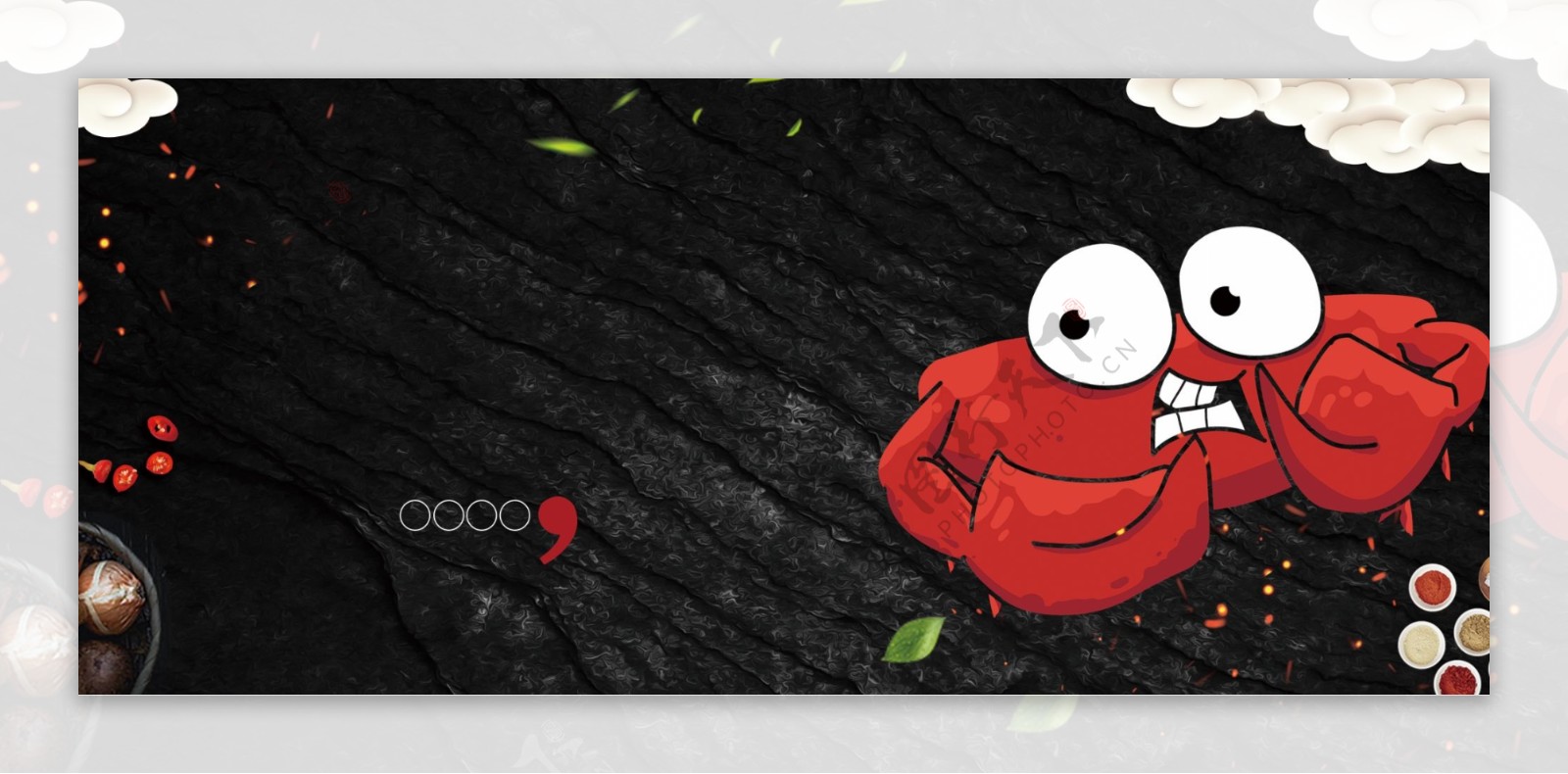 手绘红色大螃蟹广告背景