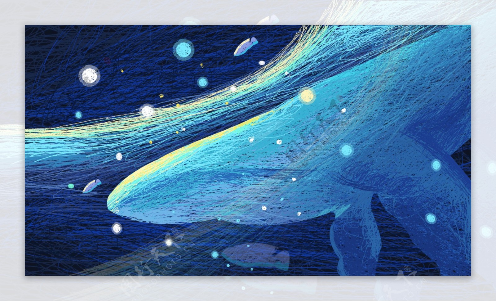 漂亮可爱蓝色鲸鱼背景图