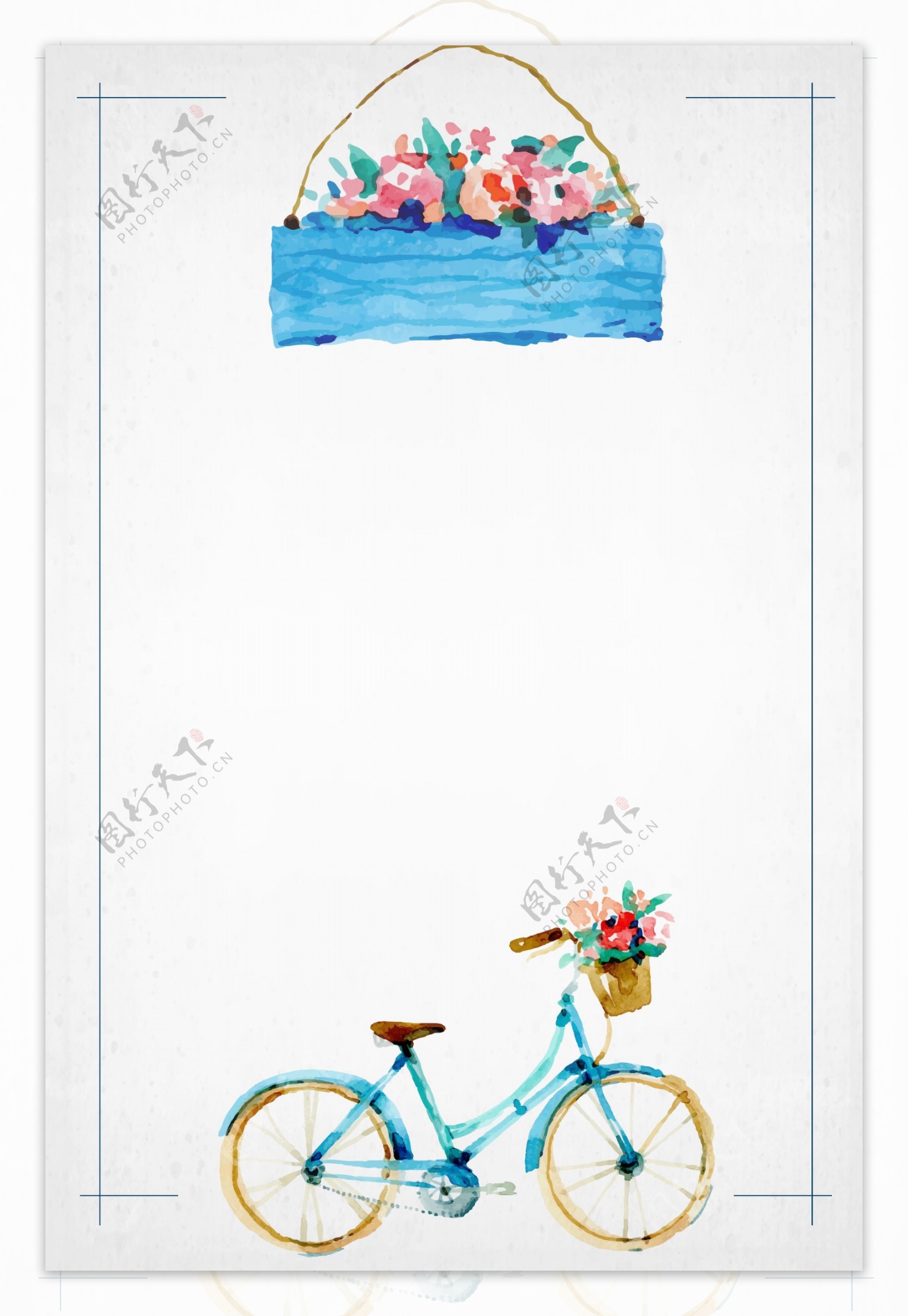 白色情人节自行车海报背景