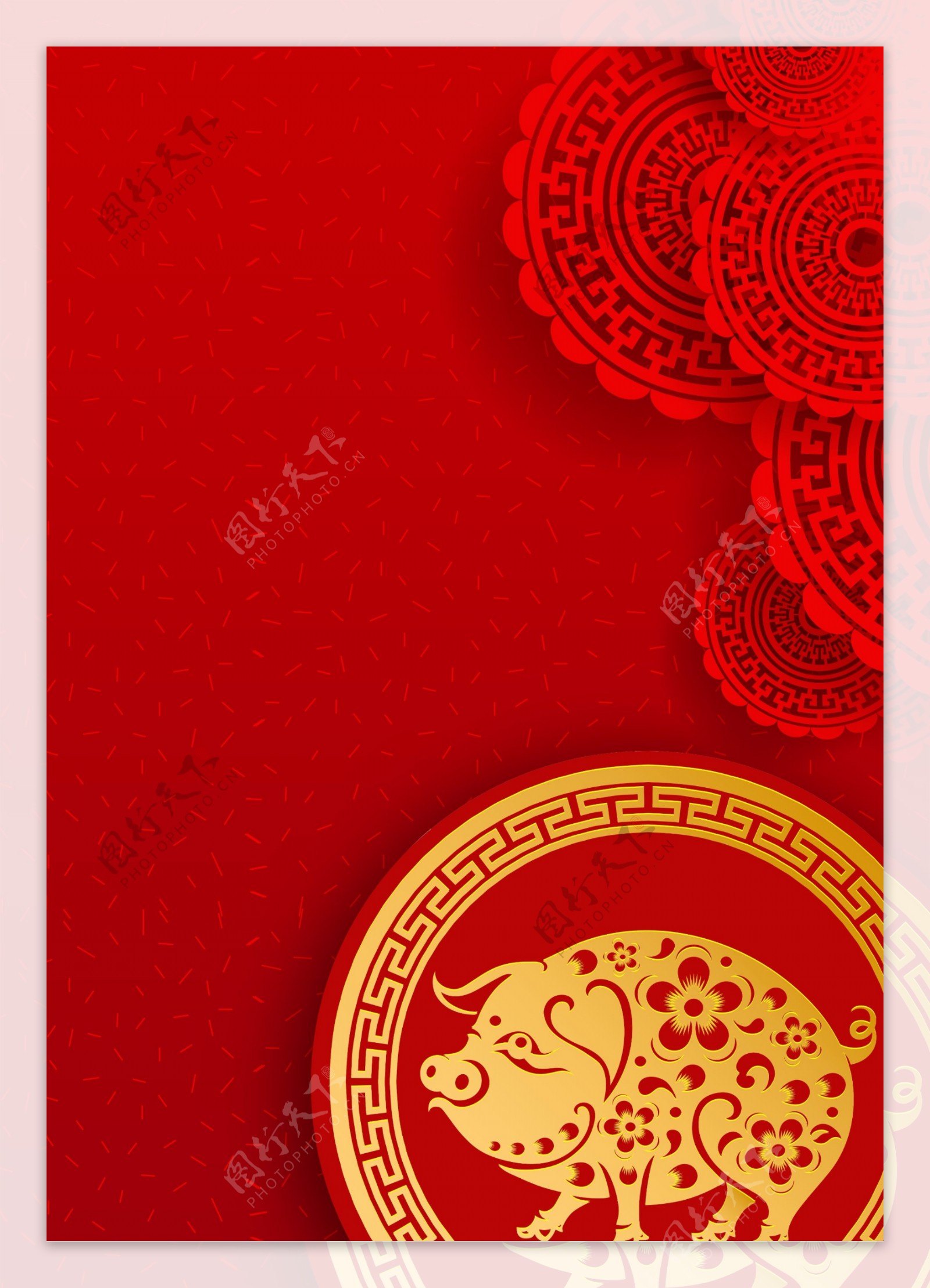 中国风剪纸底纹新年背景