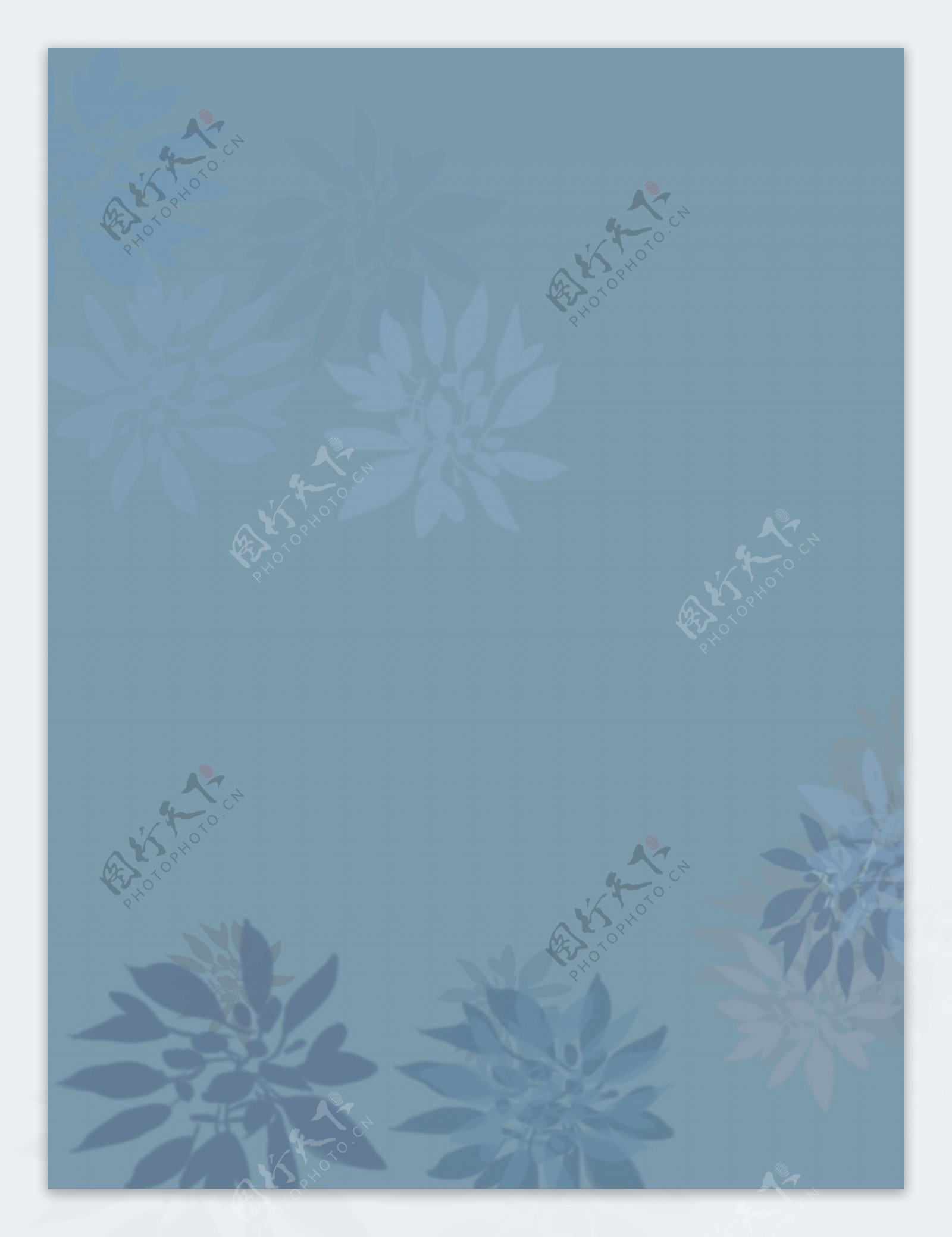 蓝色手绘卡通花卉植物背景