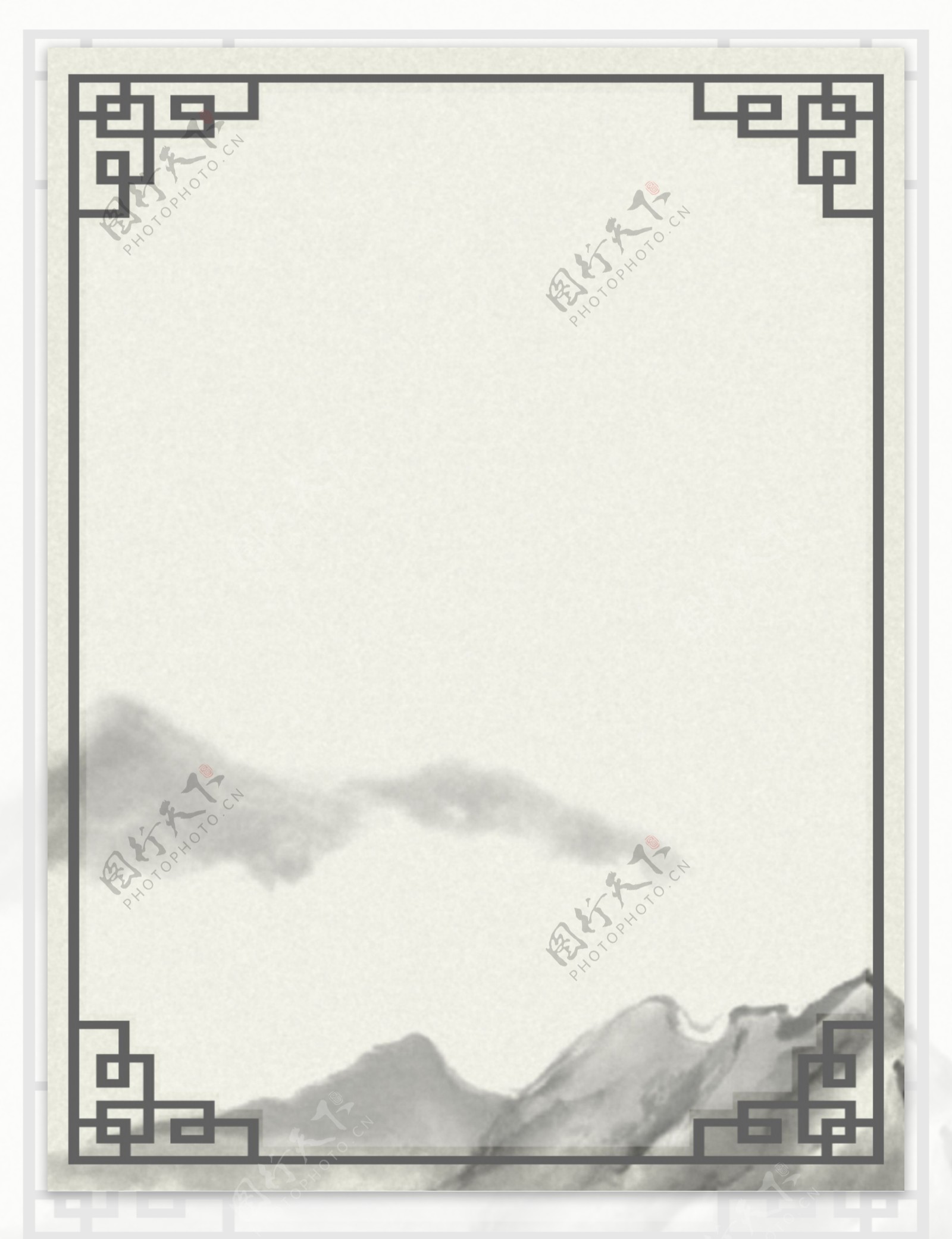 中国风水墨画边框H5背景素材
