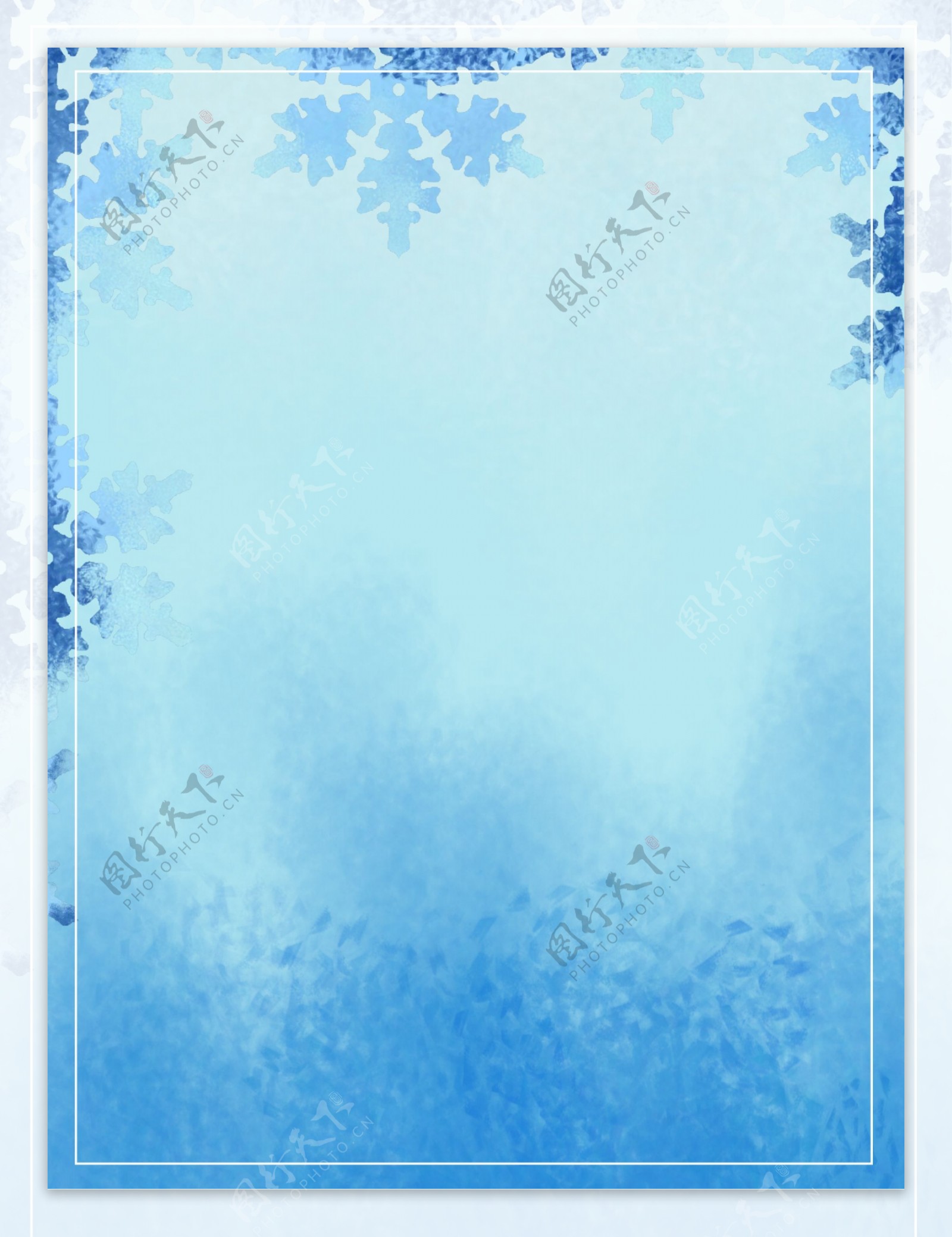 手绘蓝色雪花冬至节气背景素材