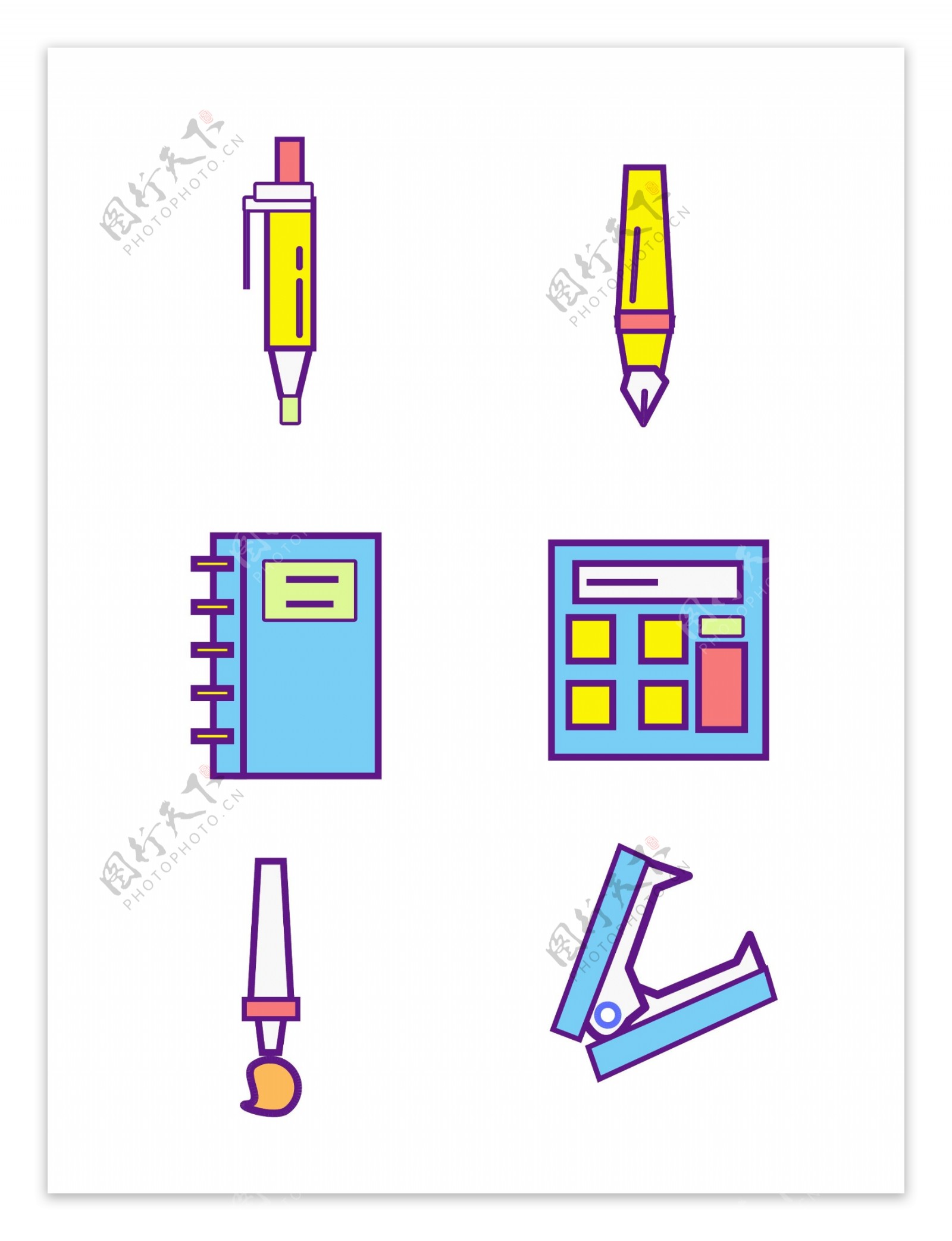 学习图标书本装饰笔书包文具矢量可商用元素