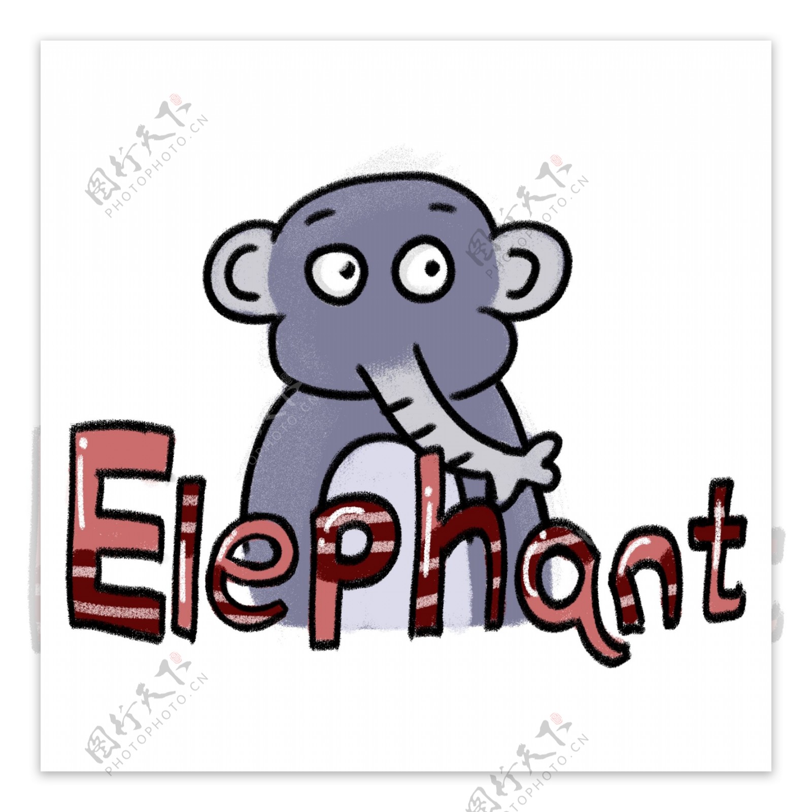 大象简笔画手绘动物可商用元素