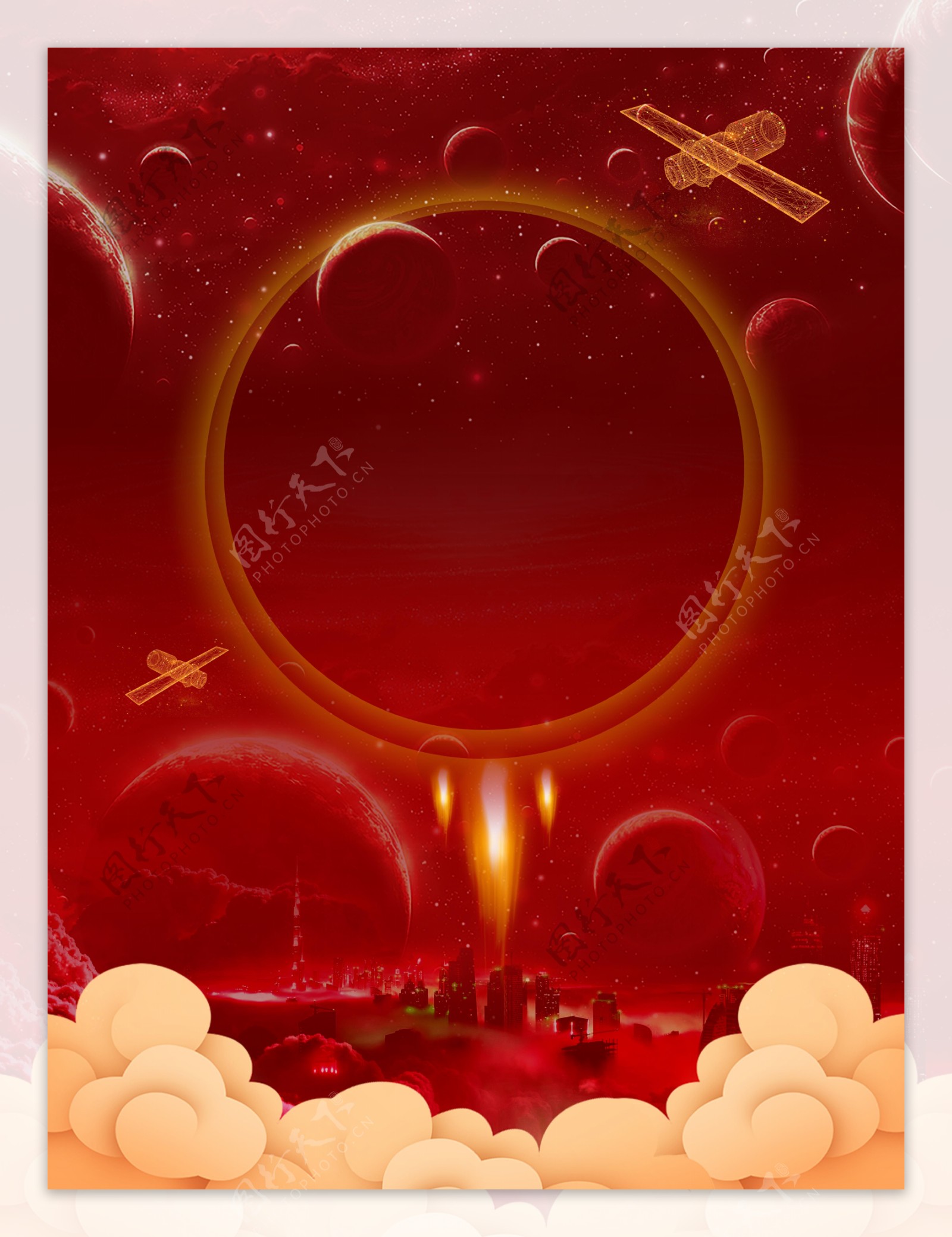 红色航天科技海报背景