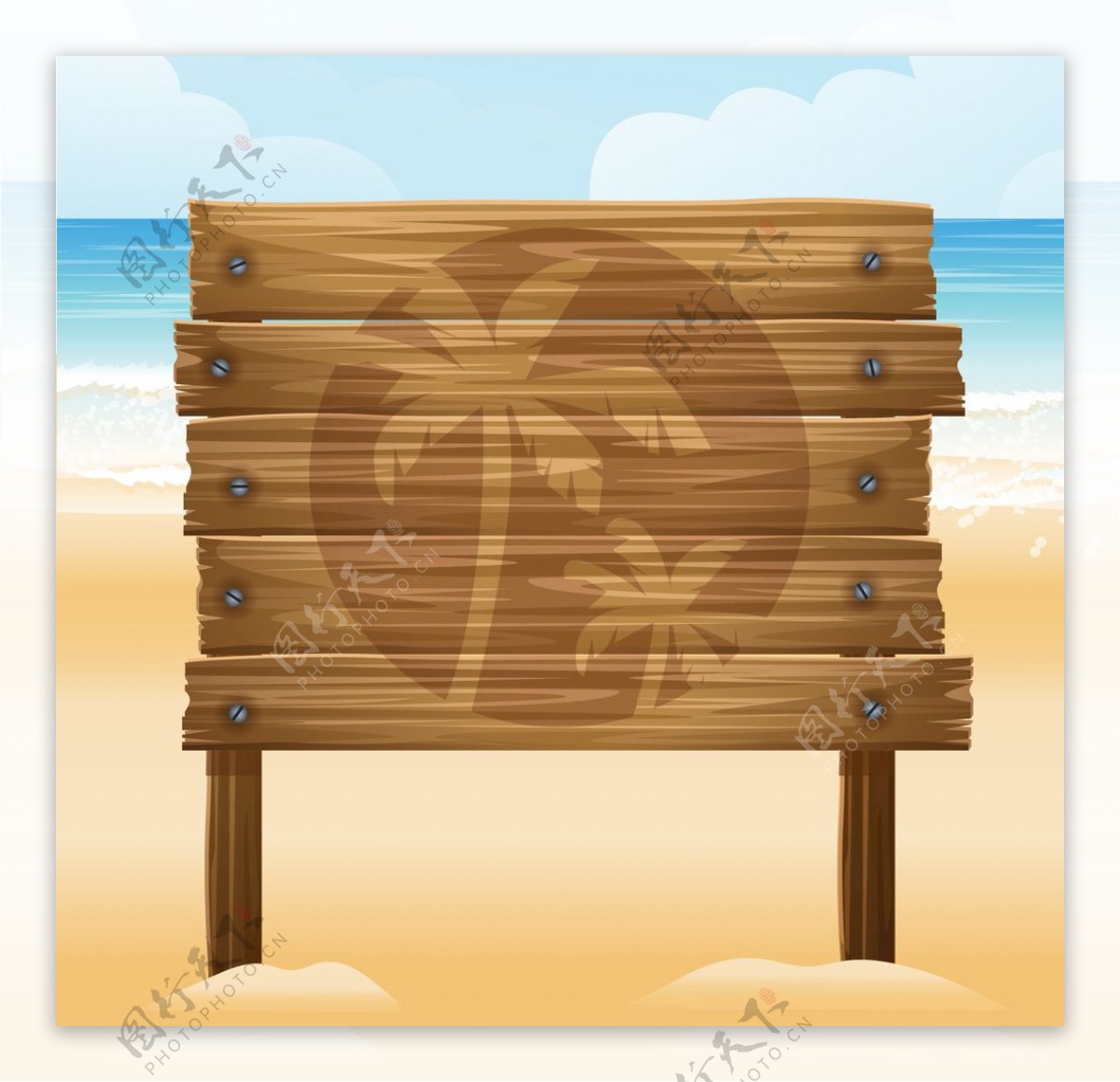 海滩木板标志