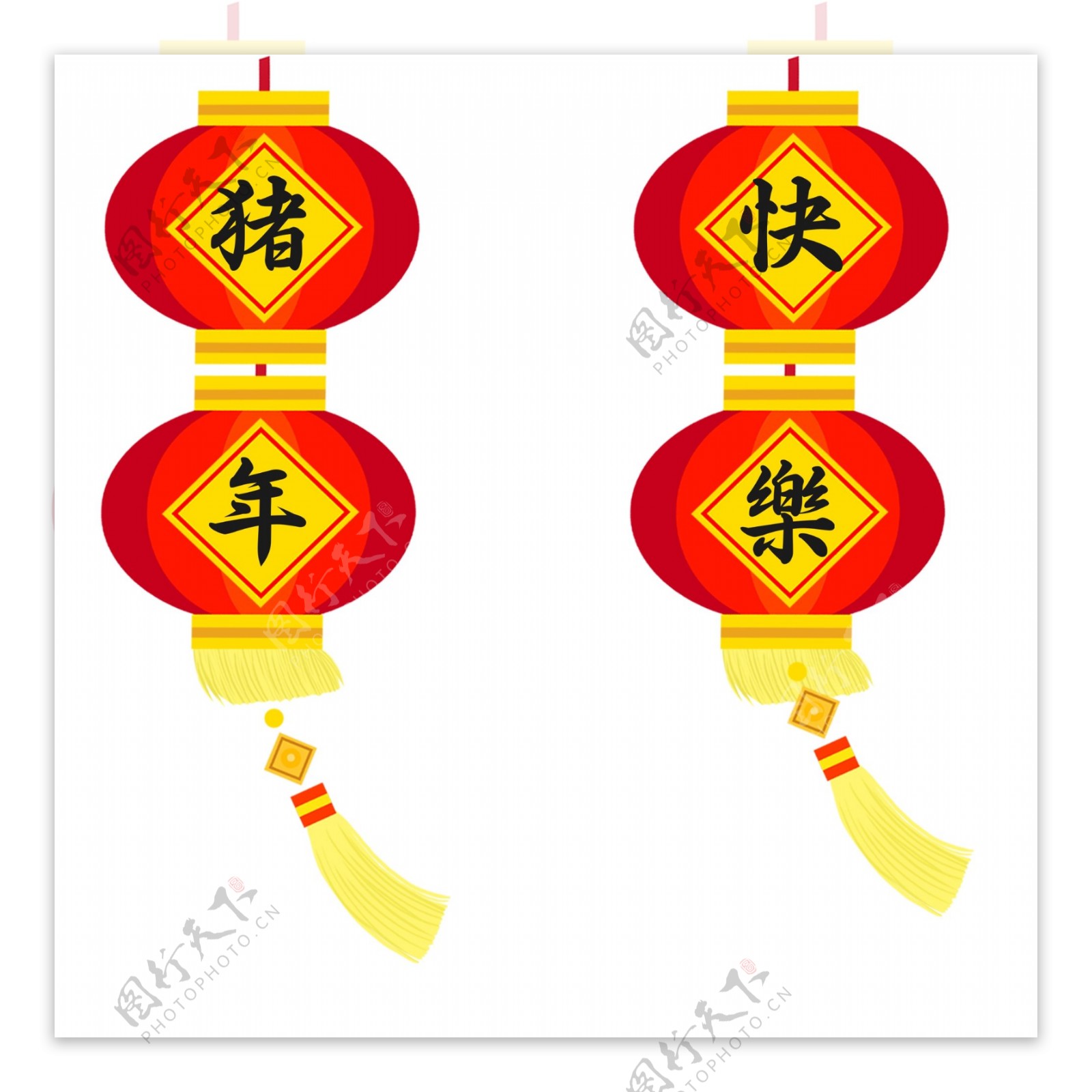 春节新年快乐灯笼设计