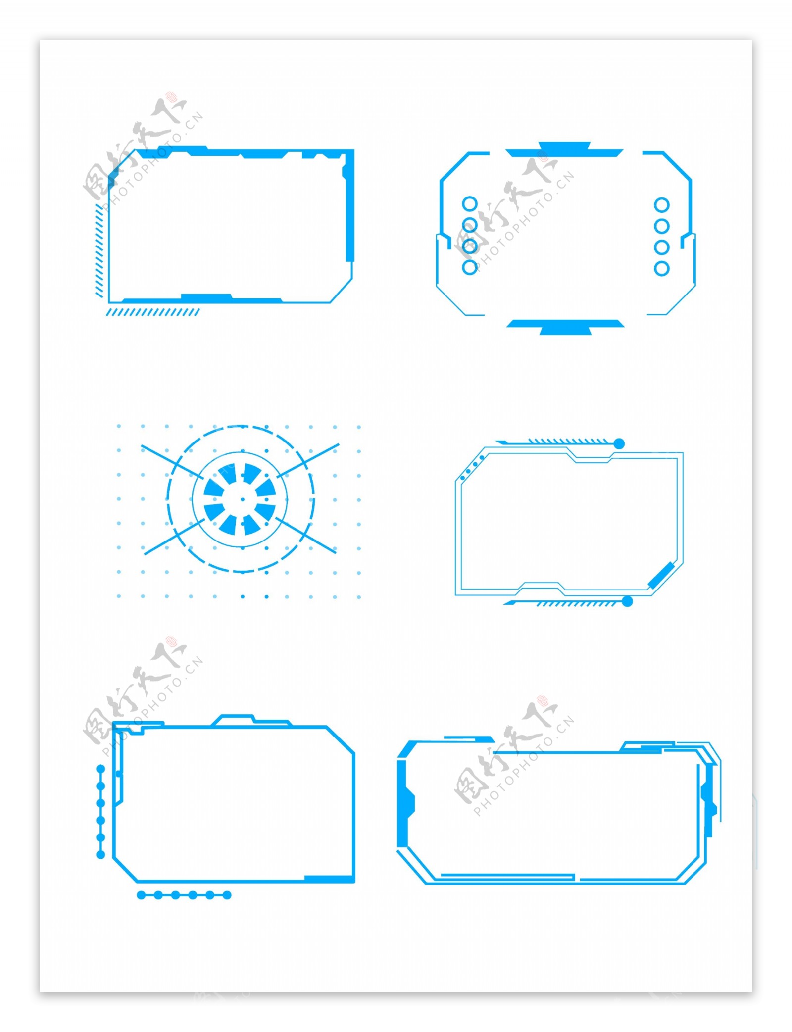 科技边框蓝色未来感矢量ai可商用元素