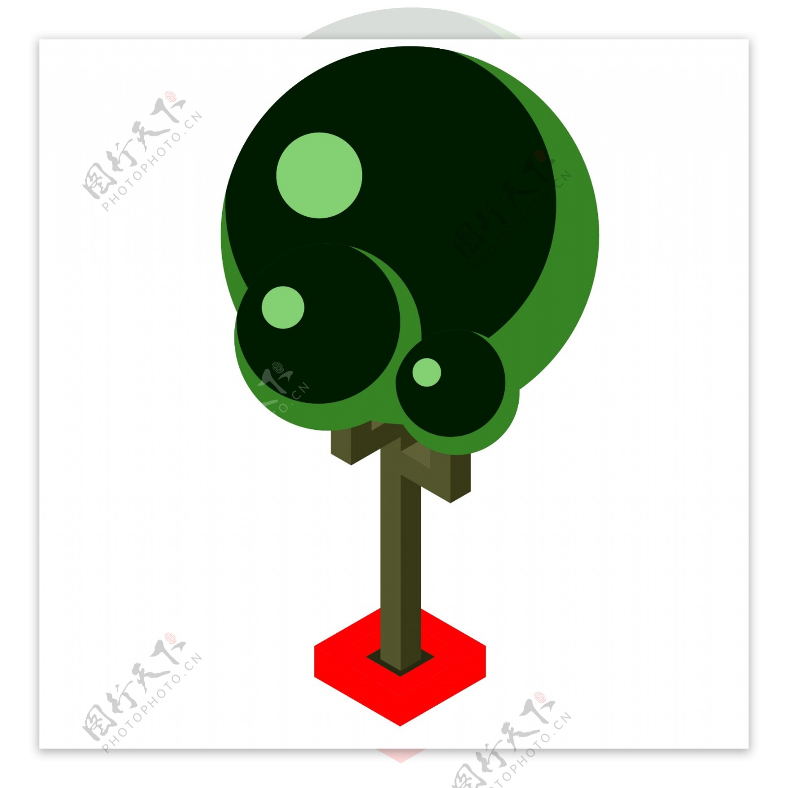 2.5d绿色大树元素可商用