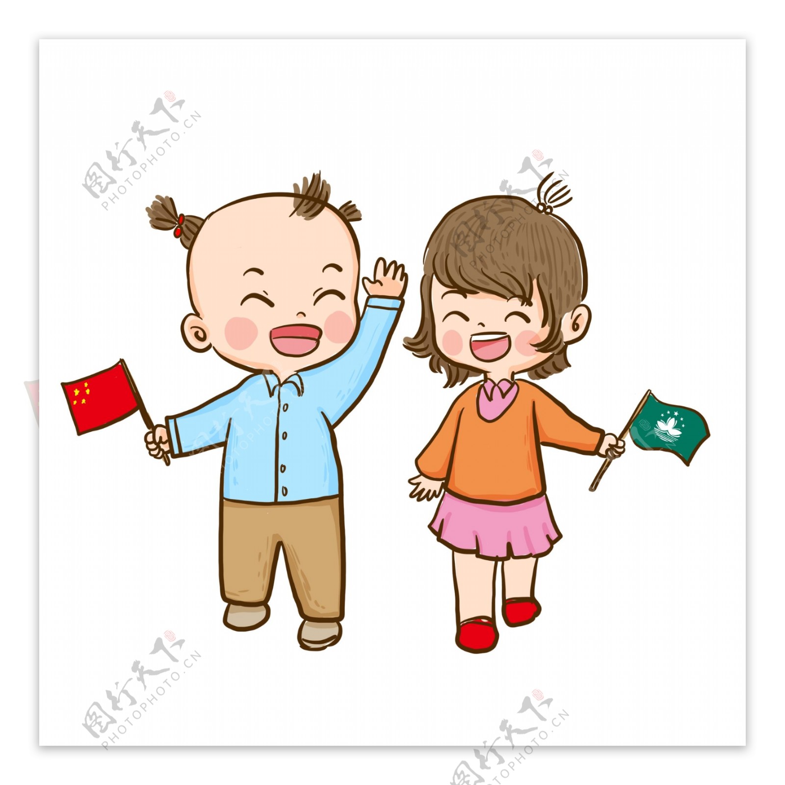 澳门回归19周年拿着中国澳门旗帜的小孩
