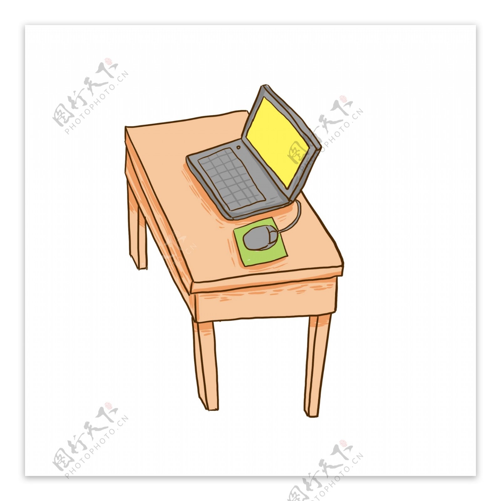 手绘电脑电脑桌漫画设计