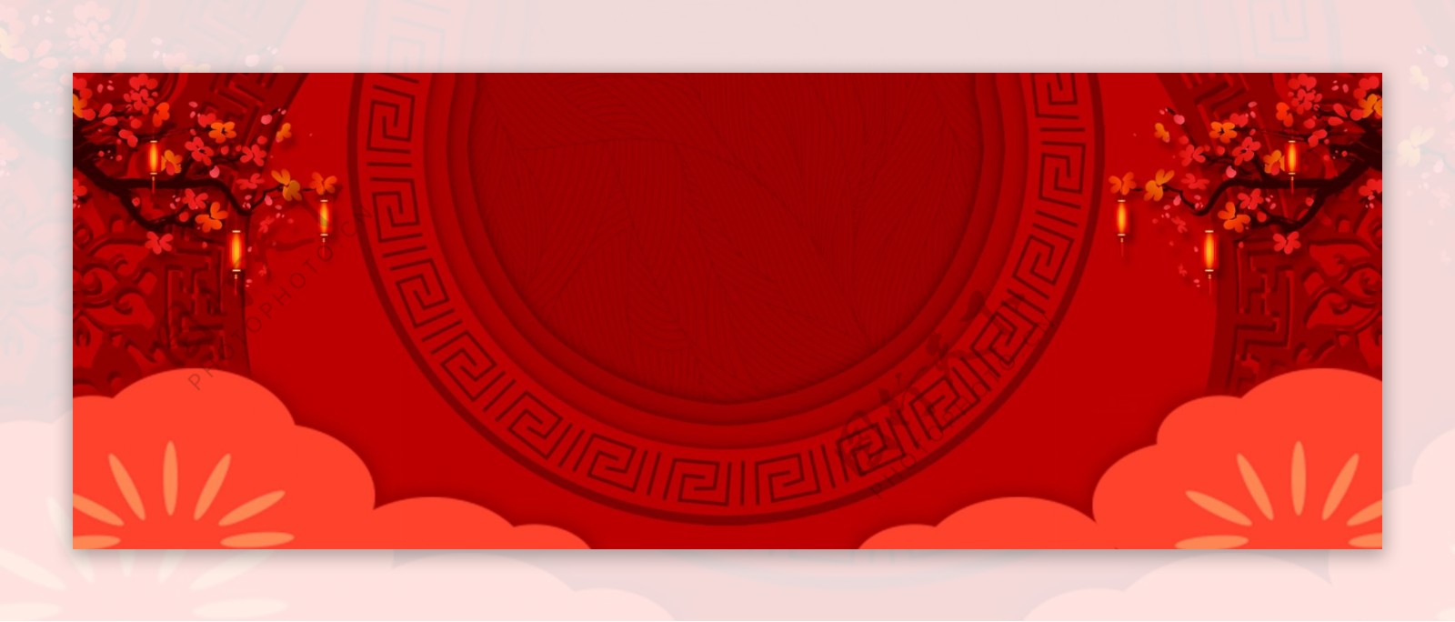 春节剪纸红色海报背景