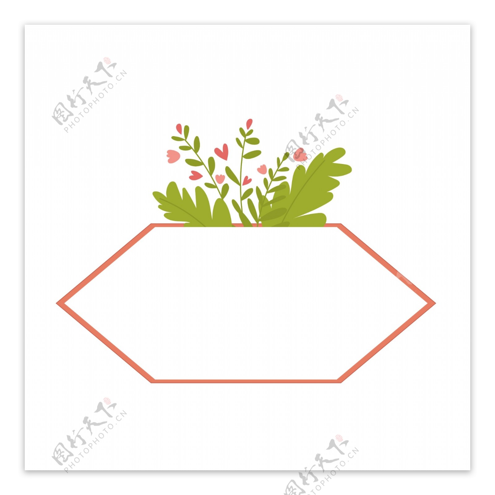 矢量卡通扁平化植物树叶边框