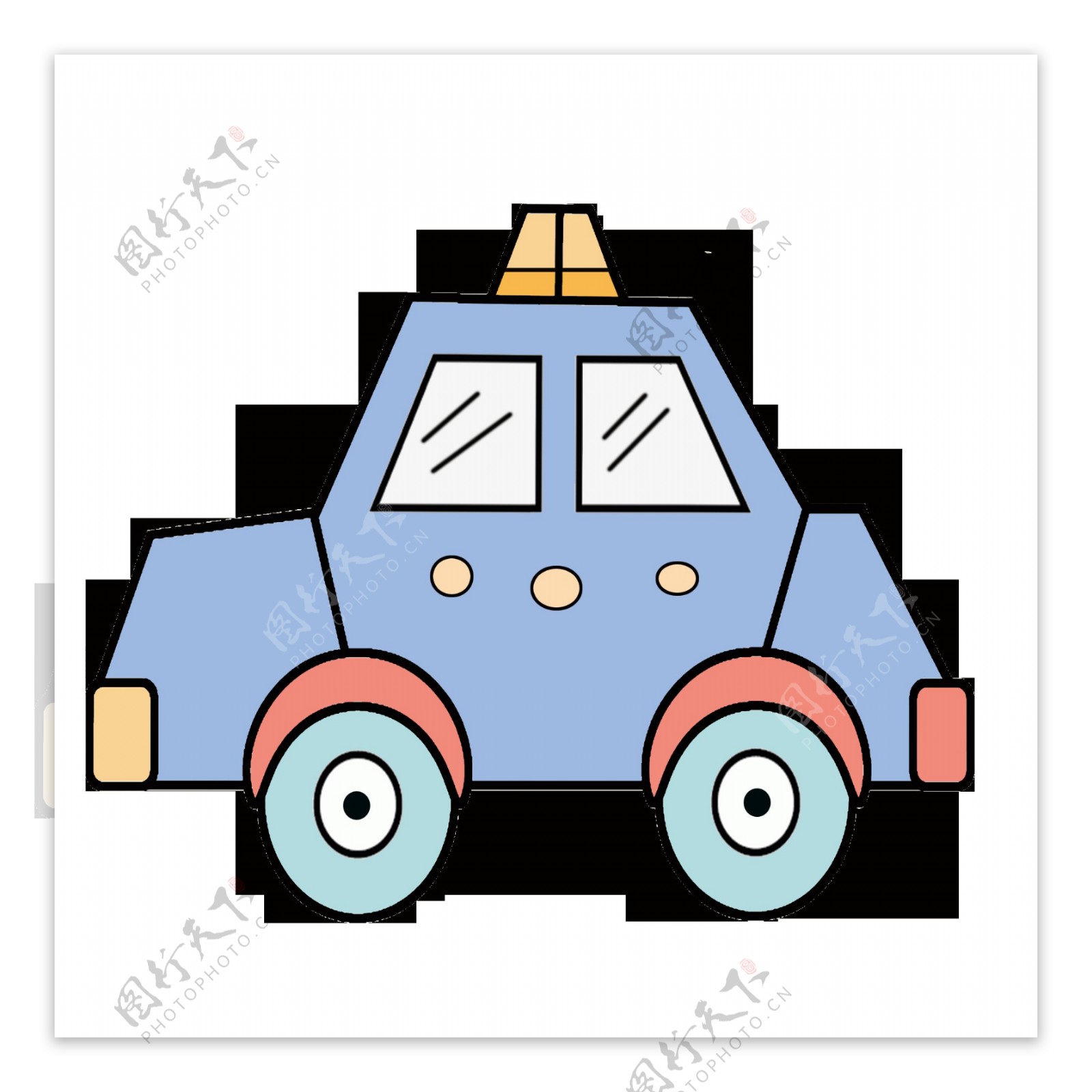 蓝色的出租车插画