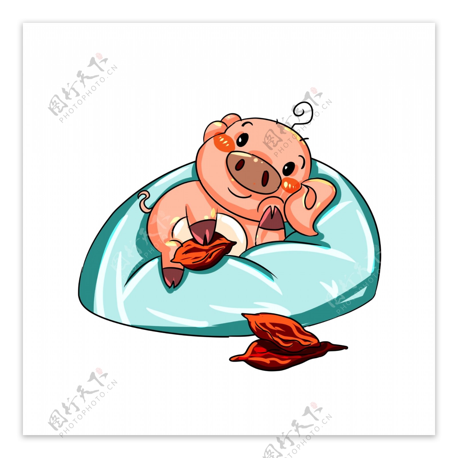 传统节日腊八节小猪烤红薯手绘插画