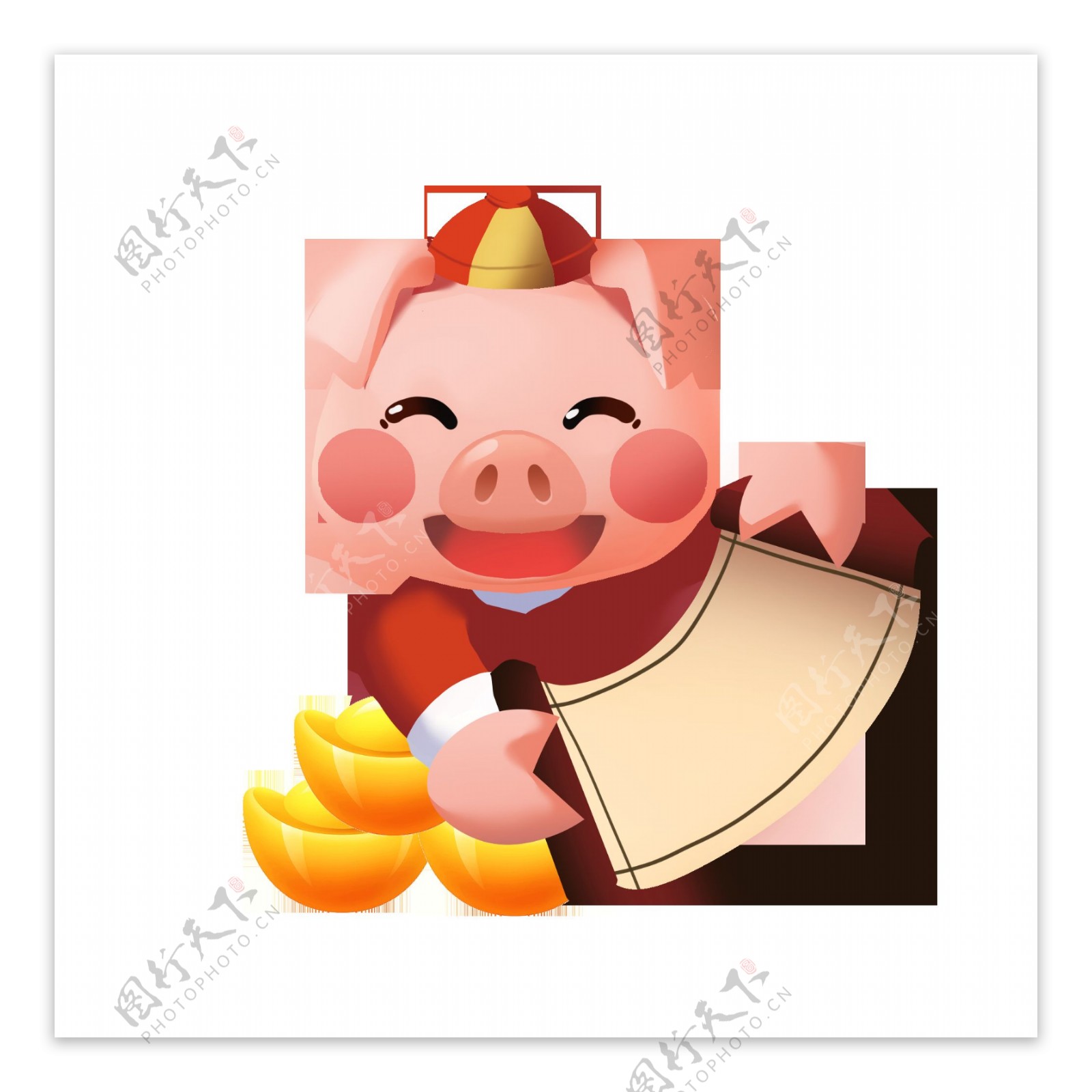 新年小猪2019字画png免扣卡通手绘