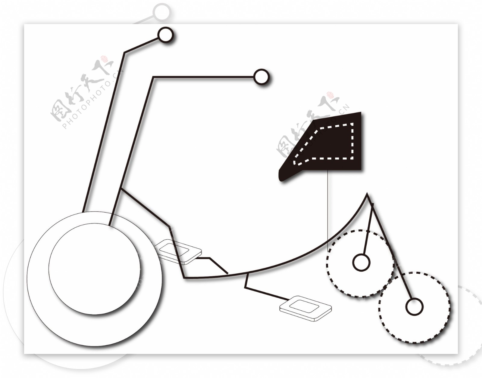 自行车黑白极简元素装饰图案