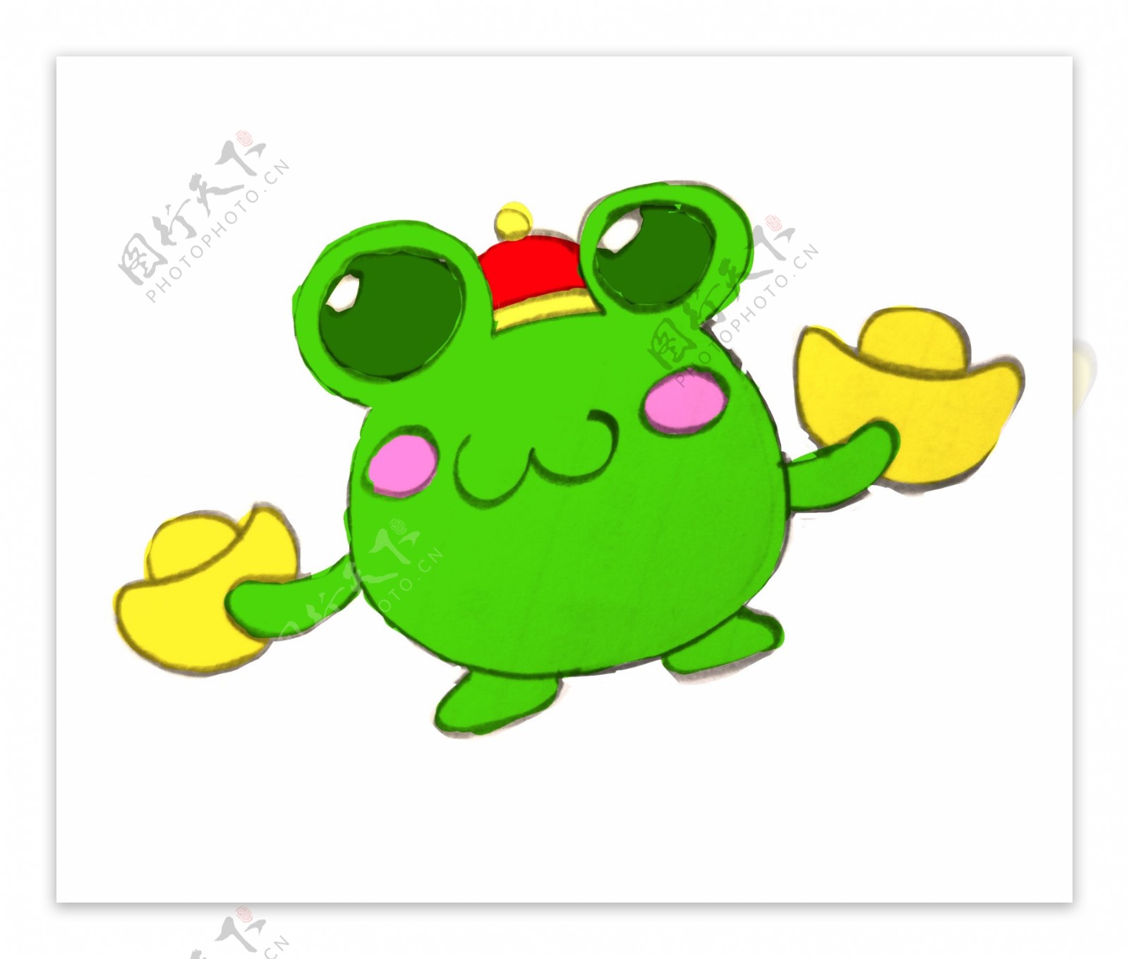 卡通绿色小青蛙新年喜庆