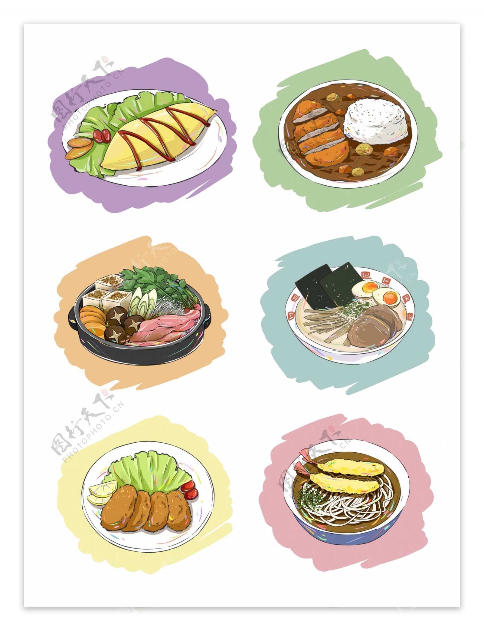 手绘原创动漫食品素材日式食物