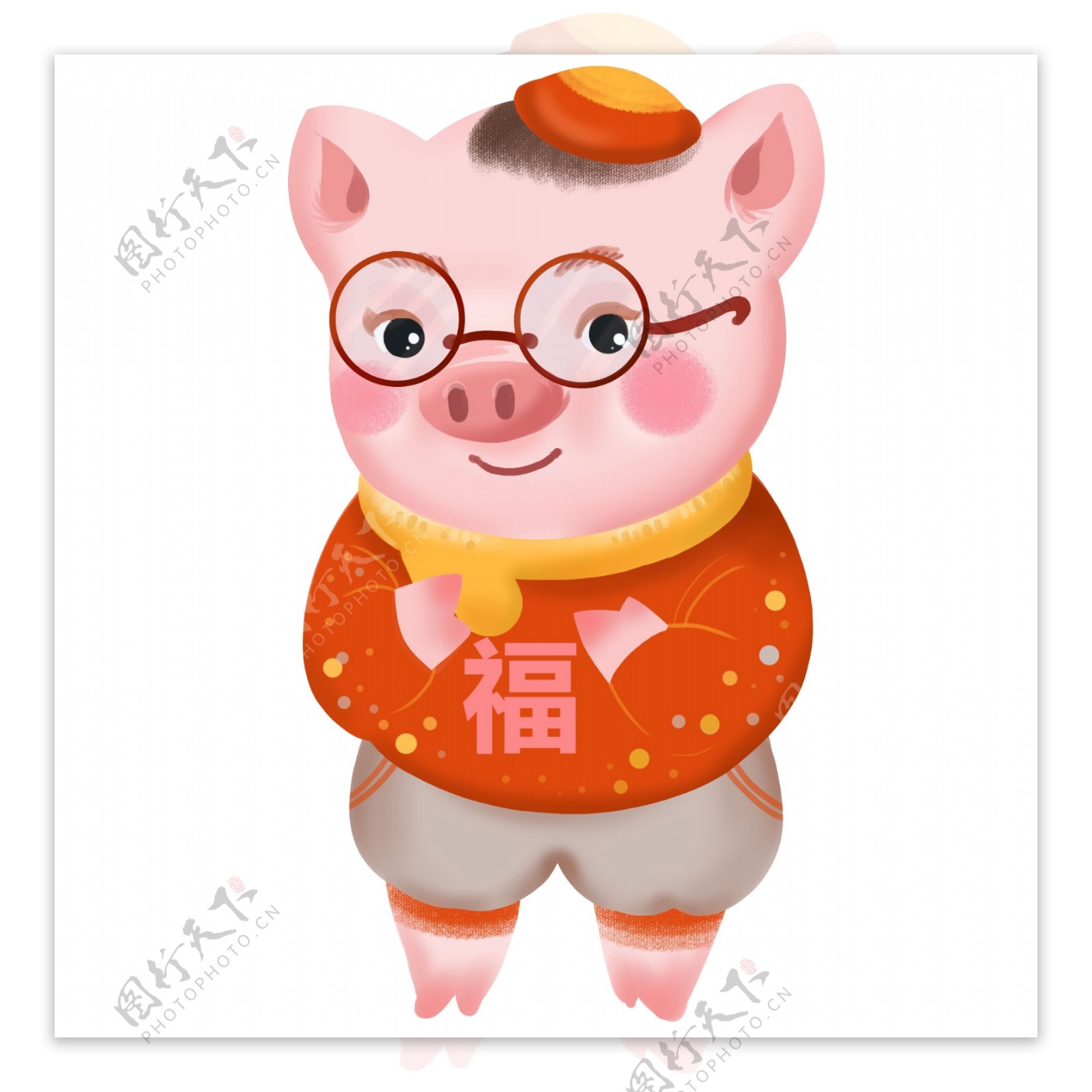 猪年猪宝宝元素插画