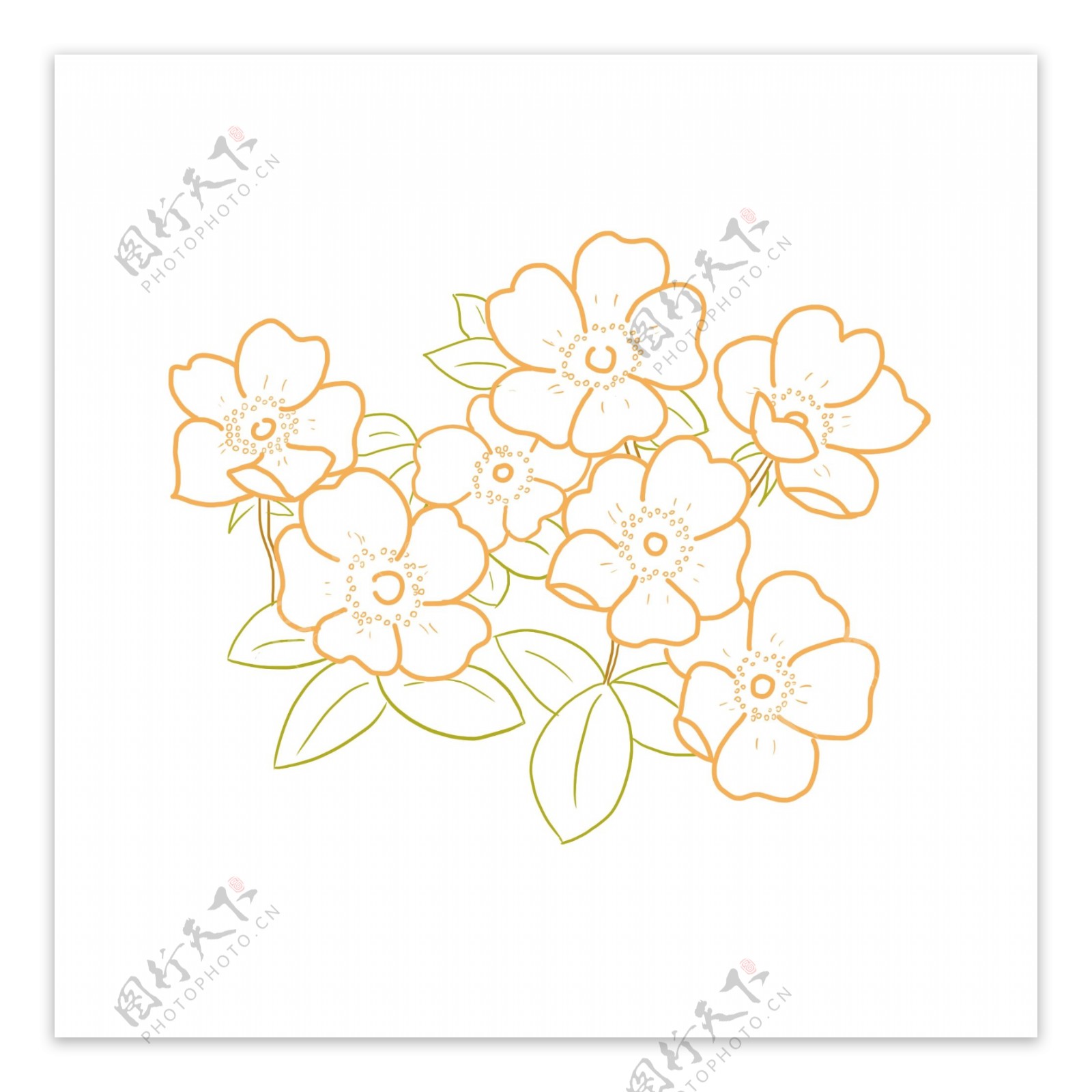 花卉元素手绘橙色花海背景装饰元素