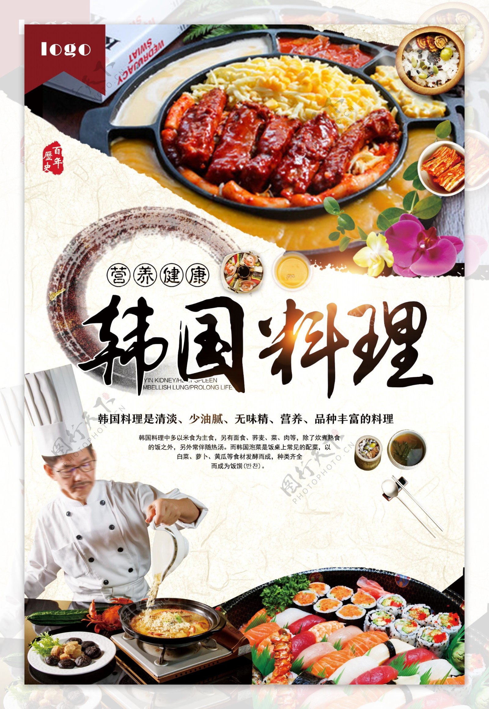 韩国料理美食特色促销海报.psd