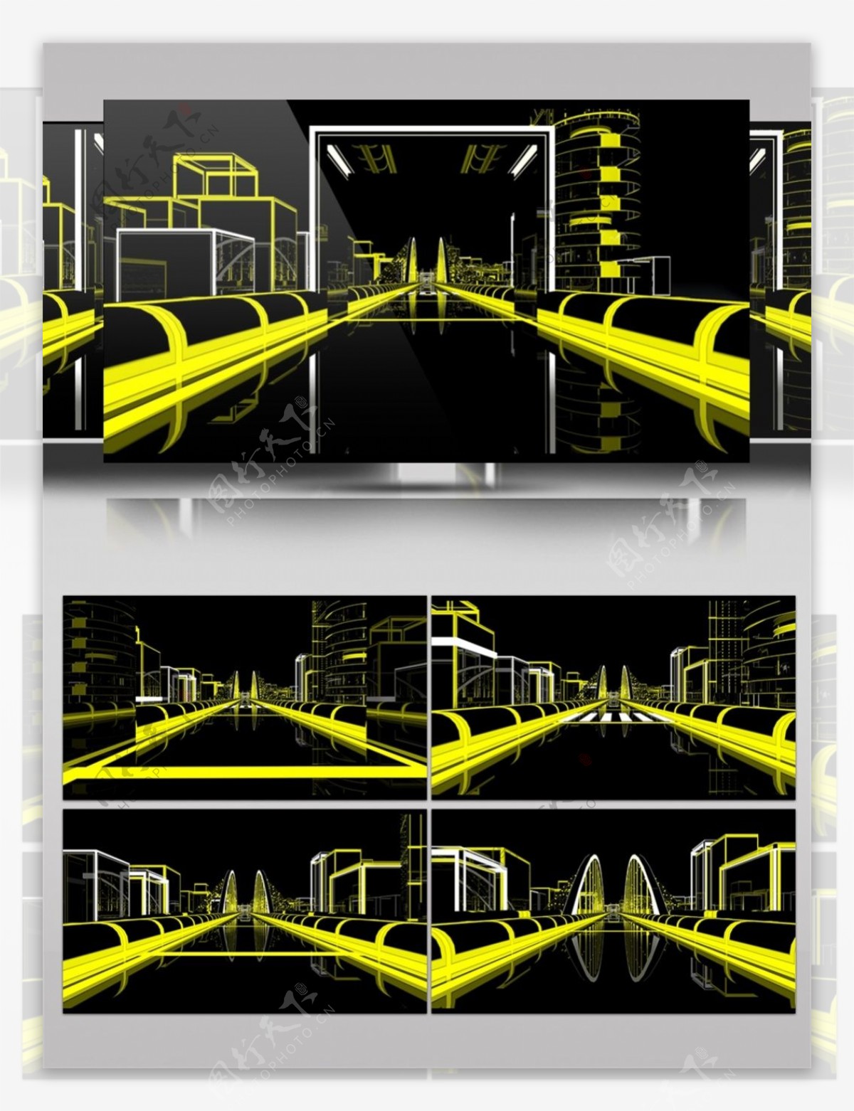 黄色光束隧道视频素材