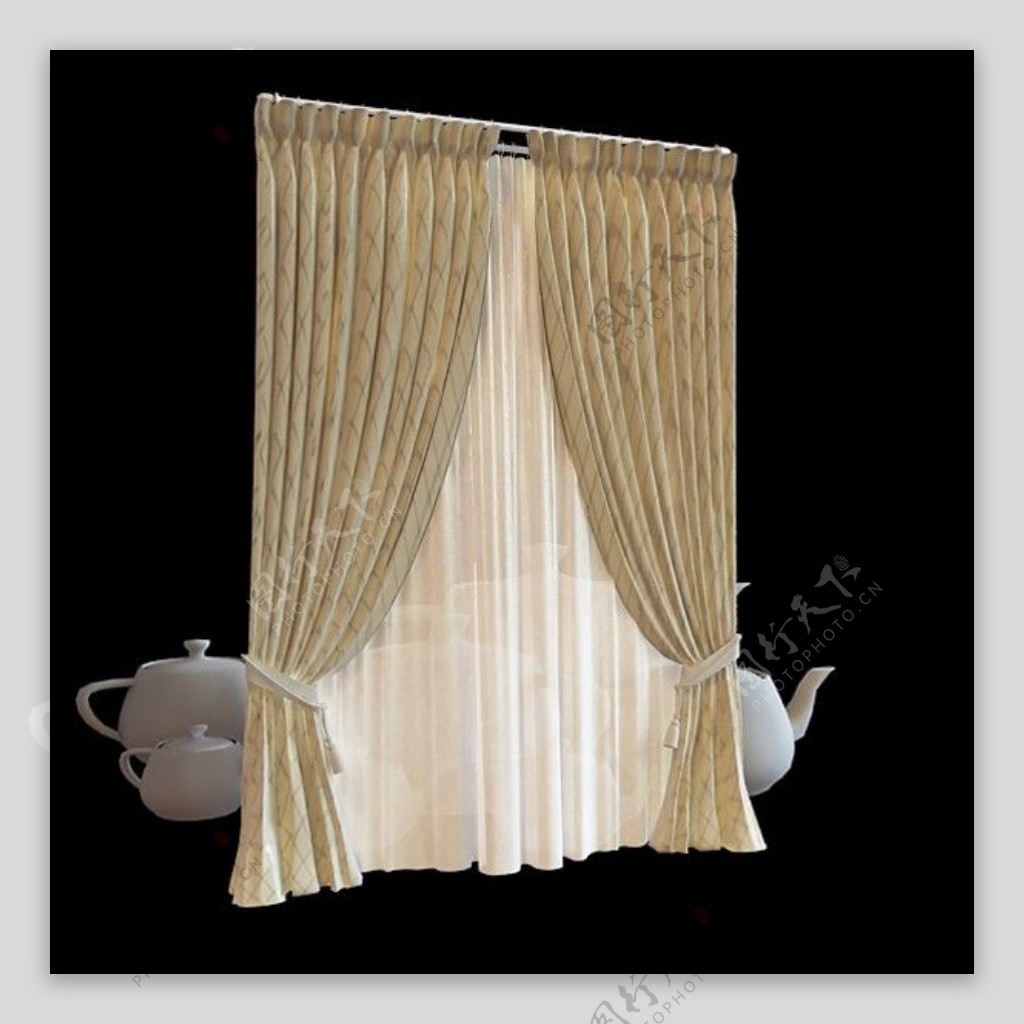 卧室3d窗帘模型