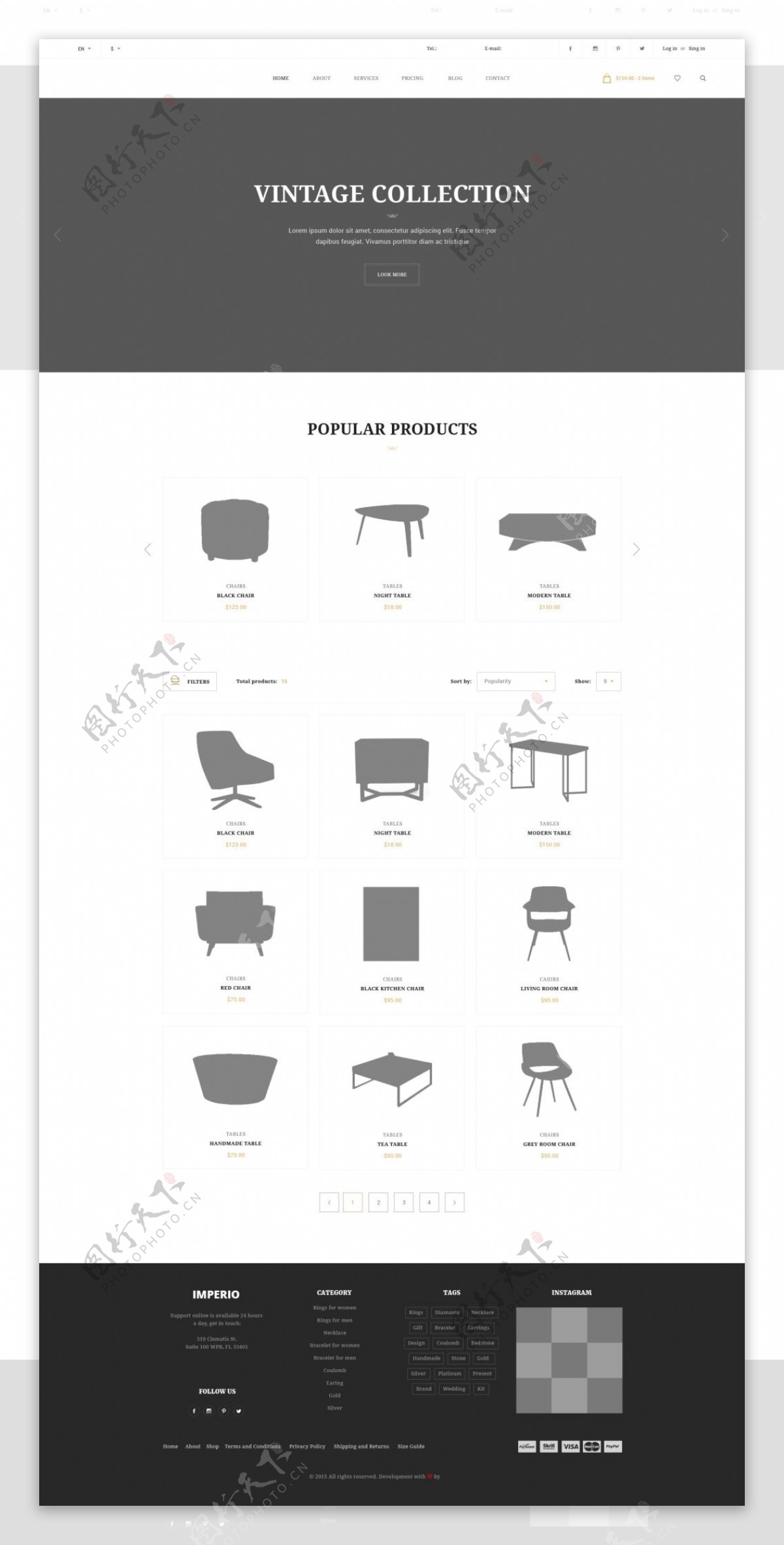 办公用品电商网站产品列表页设计psd模板