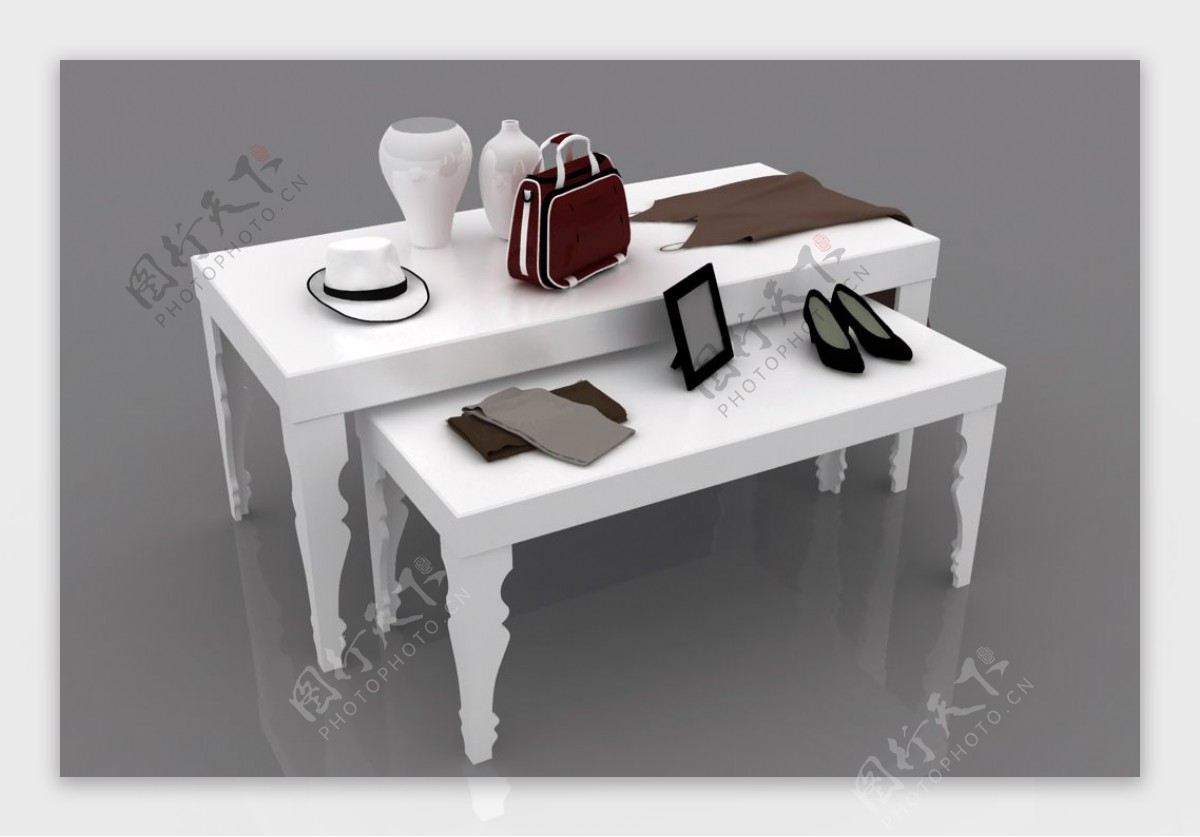欧式高低置物桌子3d模型