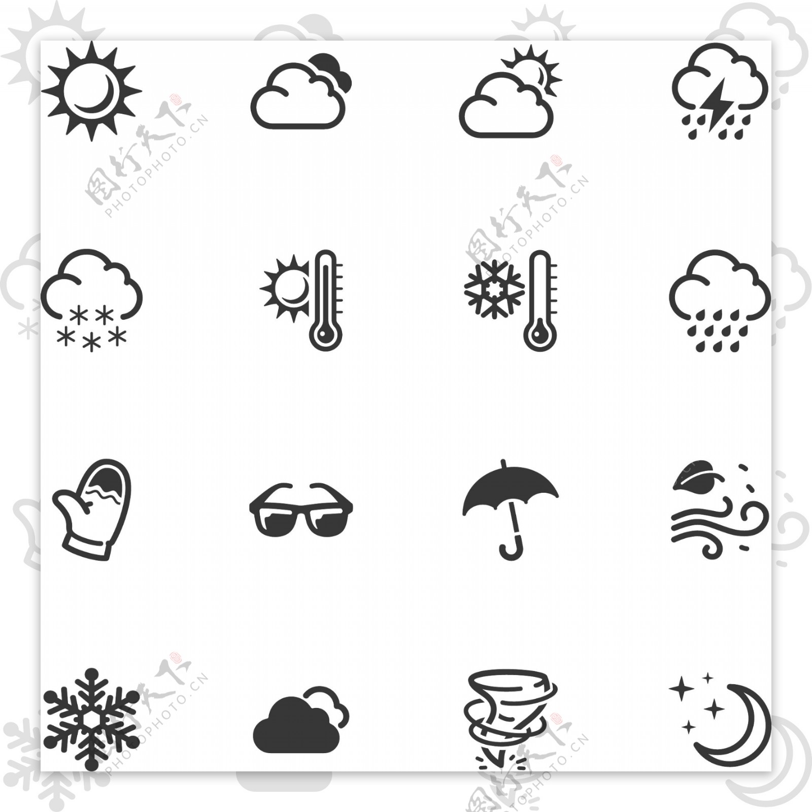 黑色线条冬季图标icon