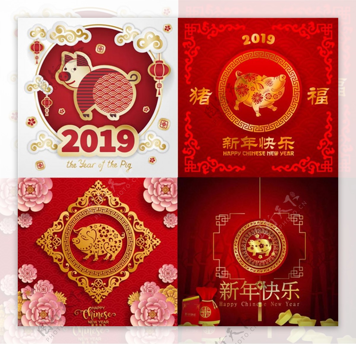 2019己亥猪年春节矢量素材