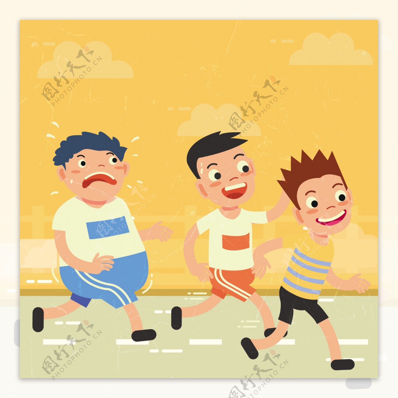 健康运动集体跑步运动ai矢量素材