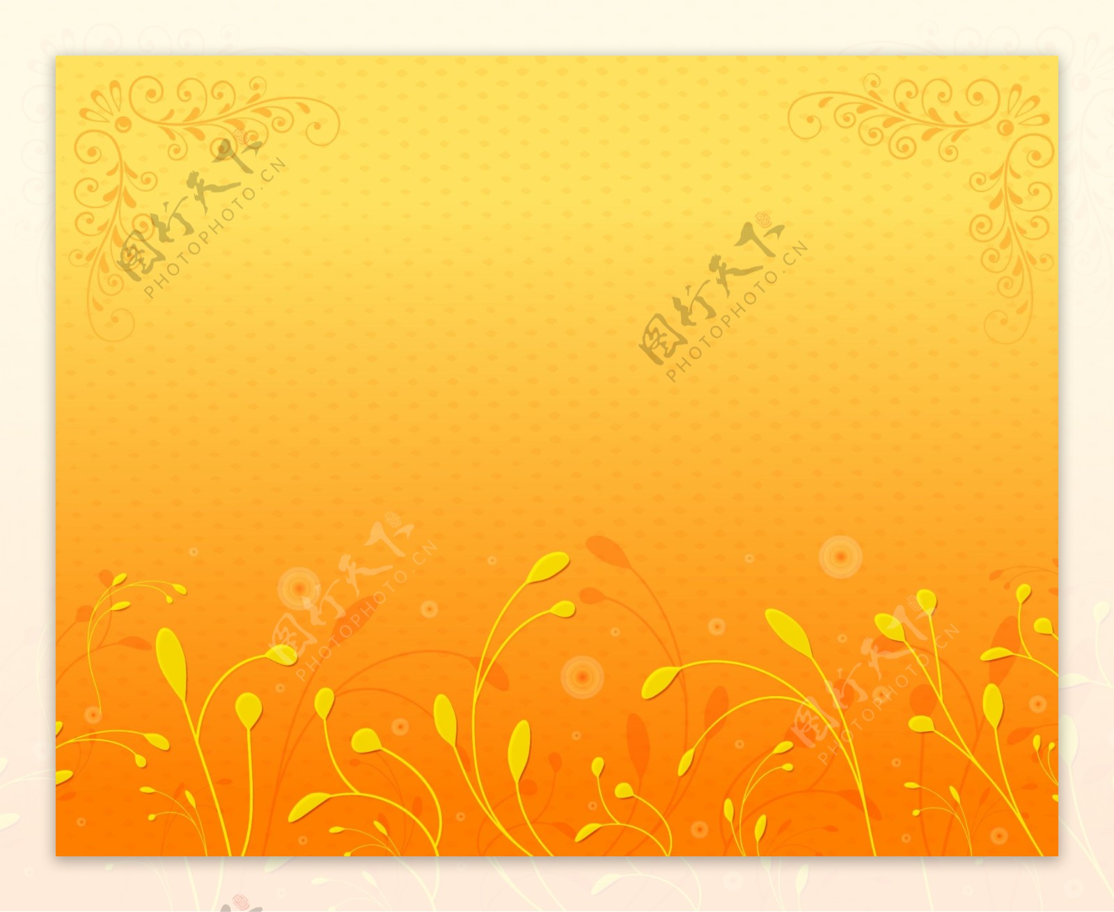黄色花纹花边装点温馨背景矢量素材