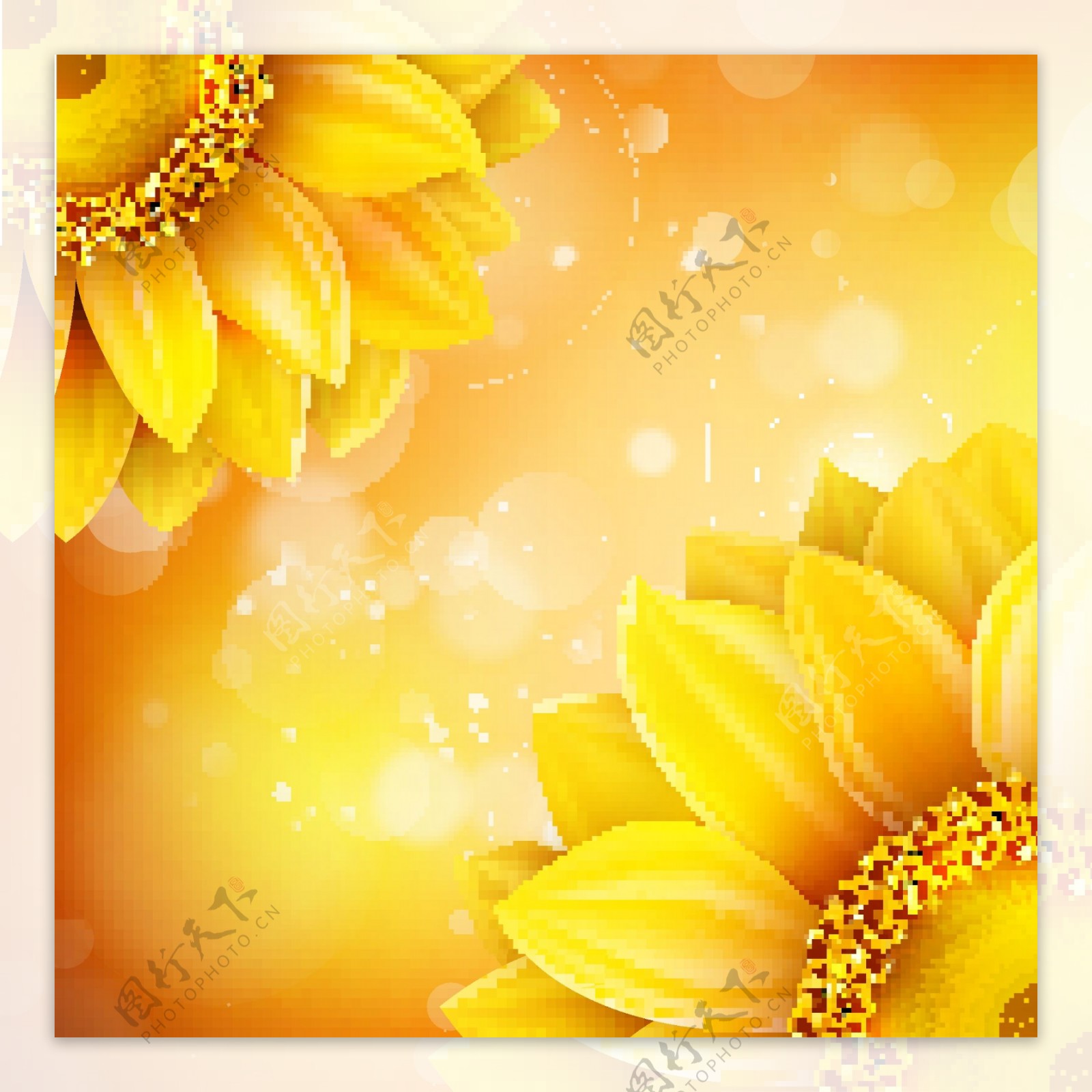 迷幻背景向日葵花朵金色背景纹理素材