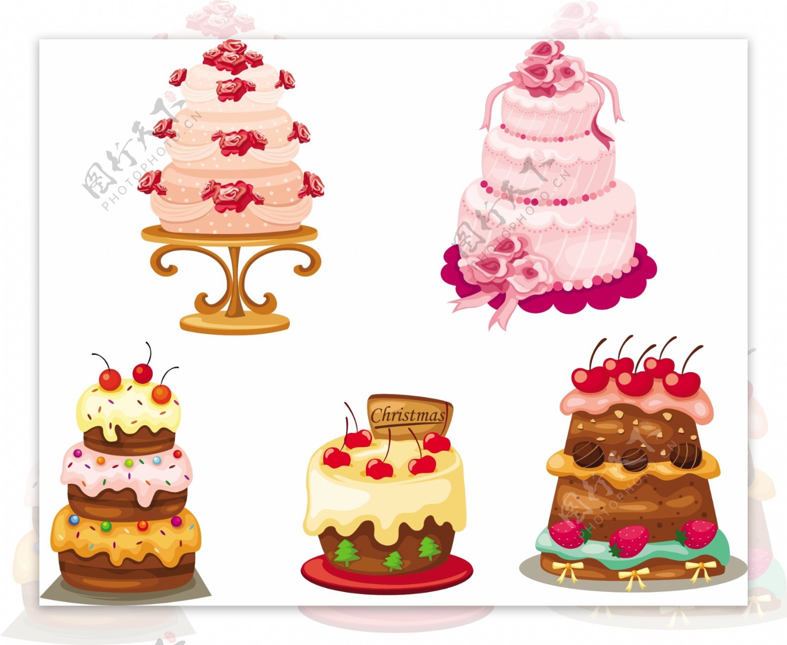 多层矢量蛋糕甜品可爱卡通
