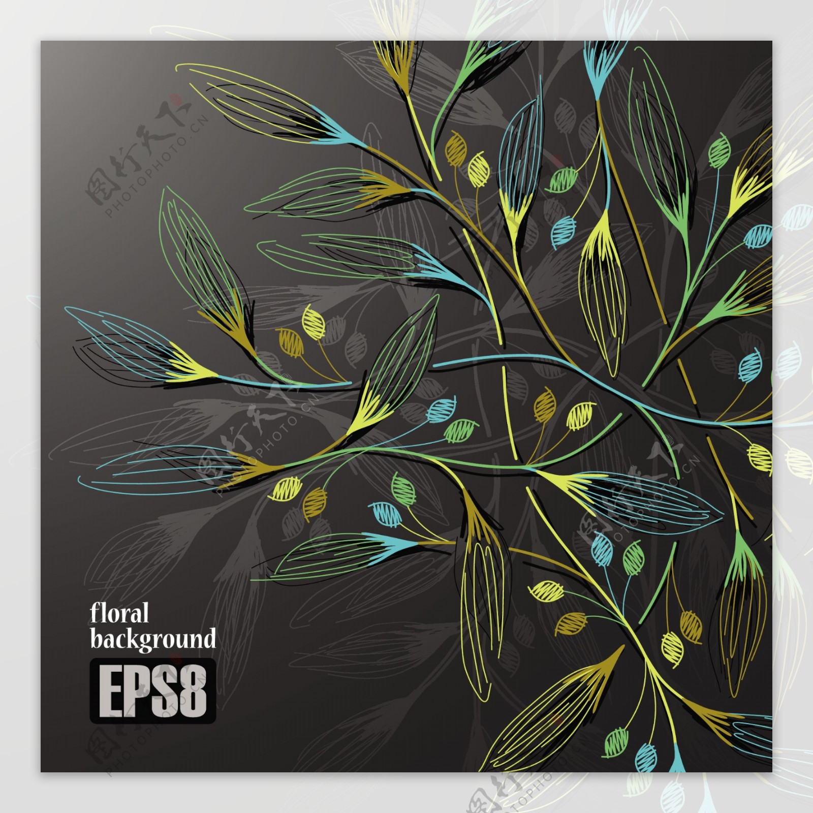 抽象树叶花纹素材背景设计