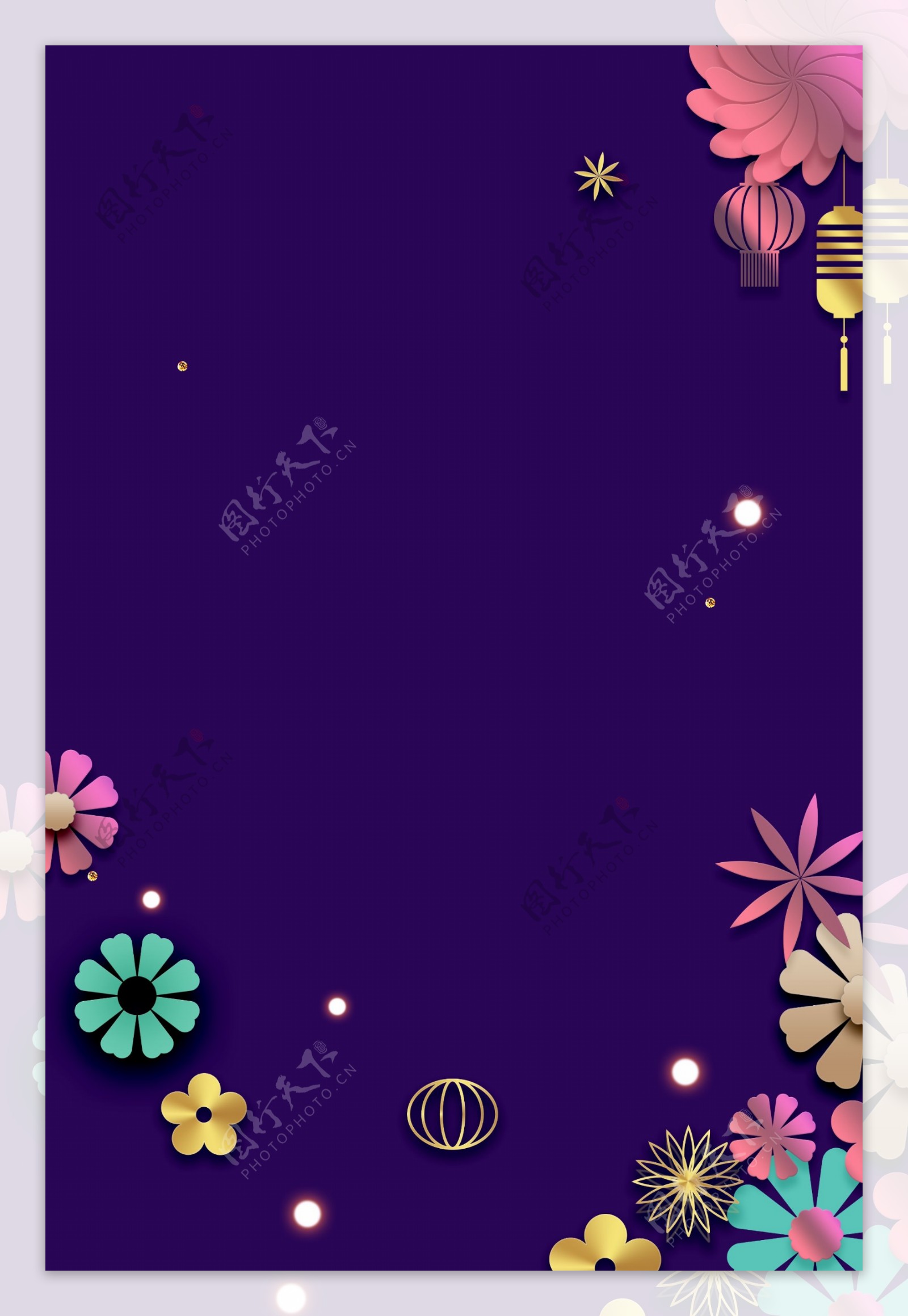 紫色2019新年花朵背景设计