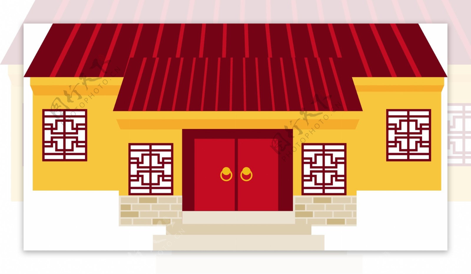 中国古代建筑物手绘矢量元素背景装饰套图8