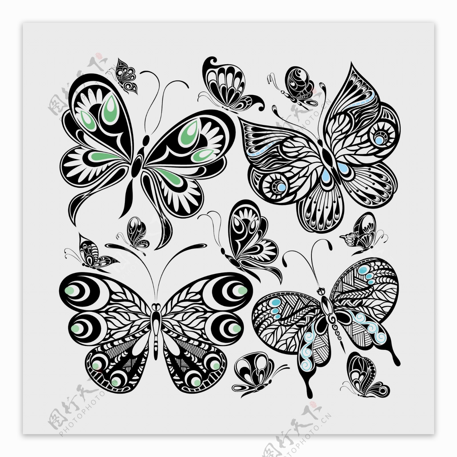 抽象蝴蝶纹身图案