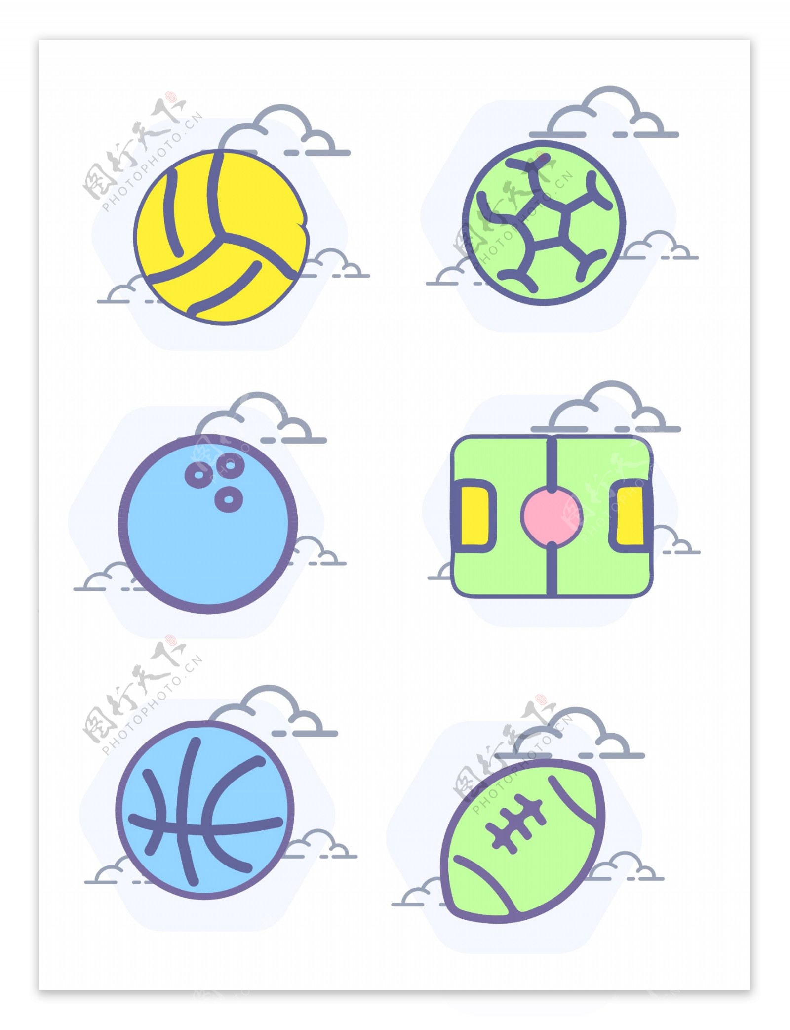 球类体育图标元素几何圆形