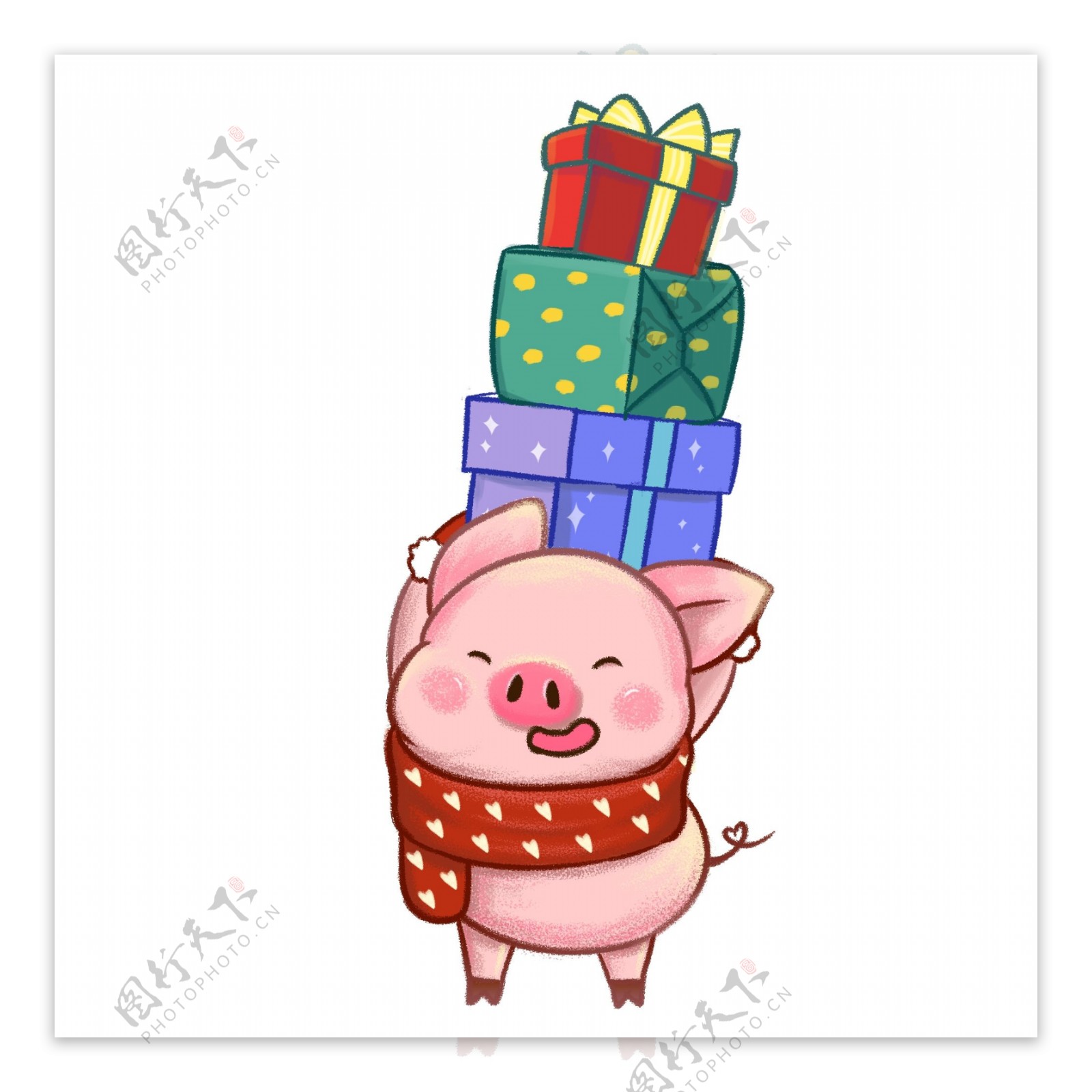 新年快乐送礼物粉红猪猪