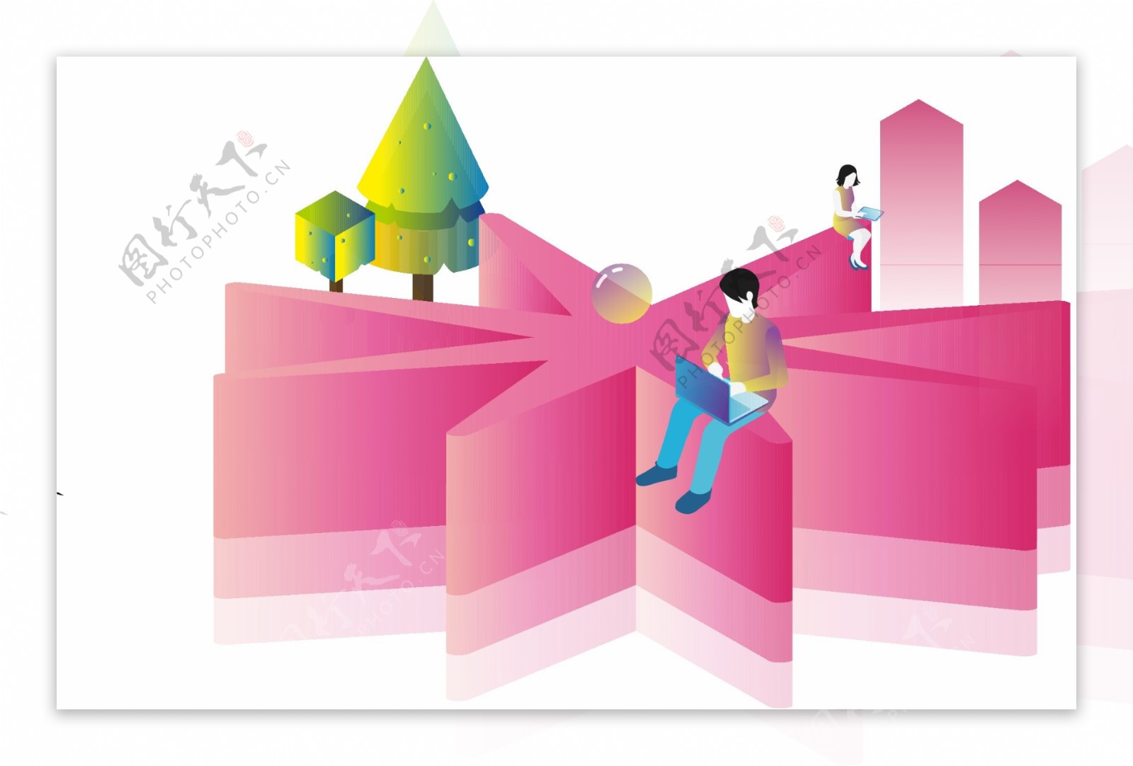 星星3原创2.5D设计元素图标合集粉红色