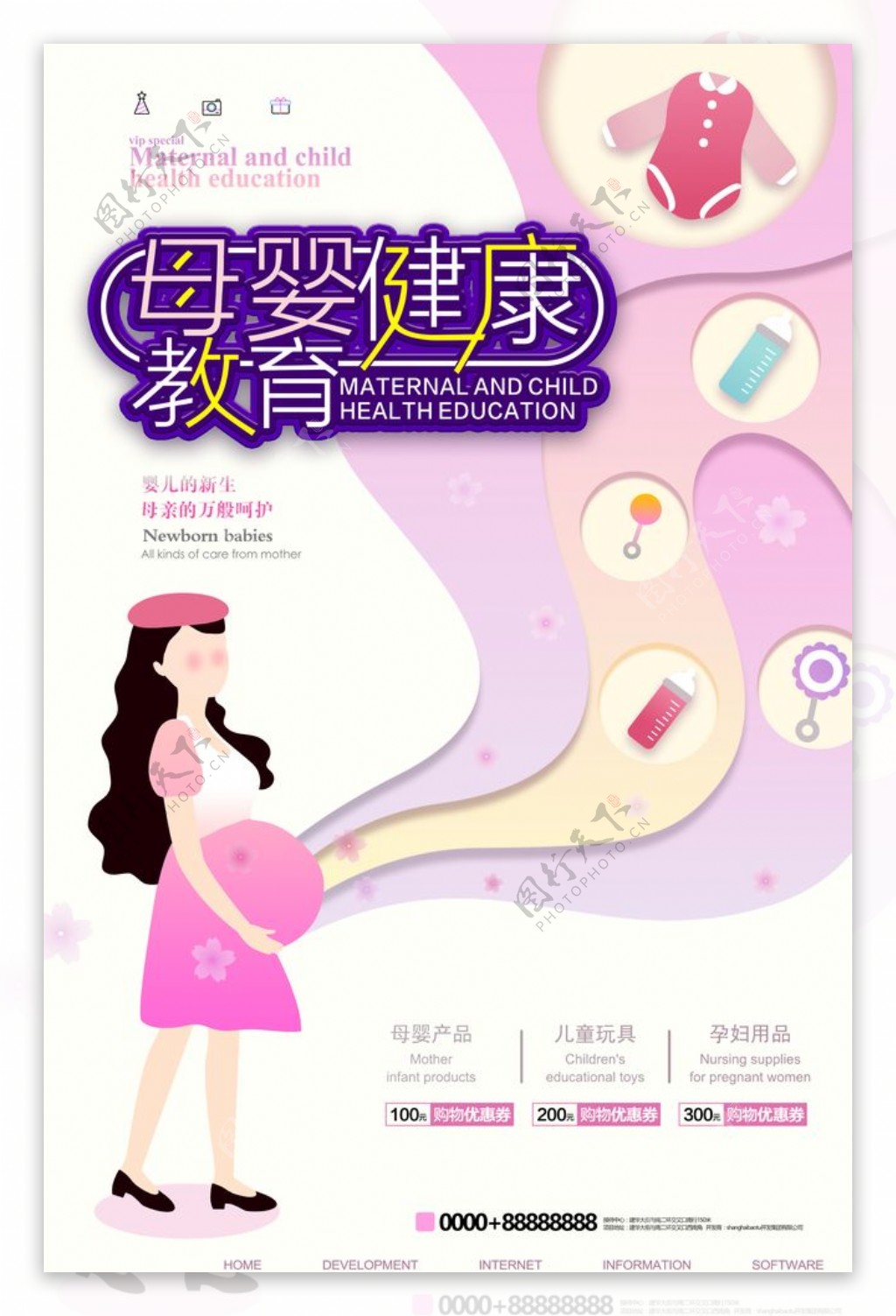 小清新创意母婴健康教育海报