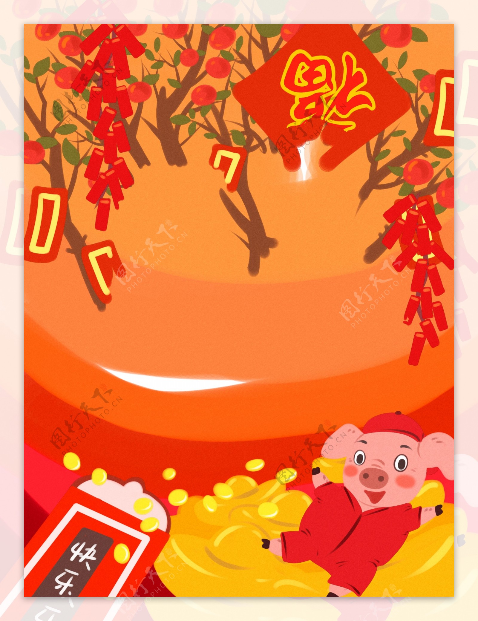 传统2019猪年喜庆背景设计